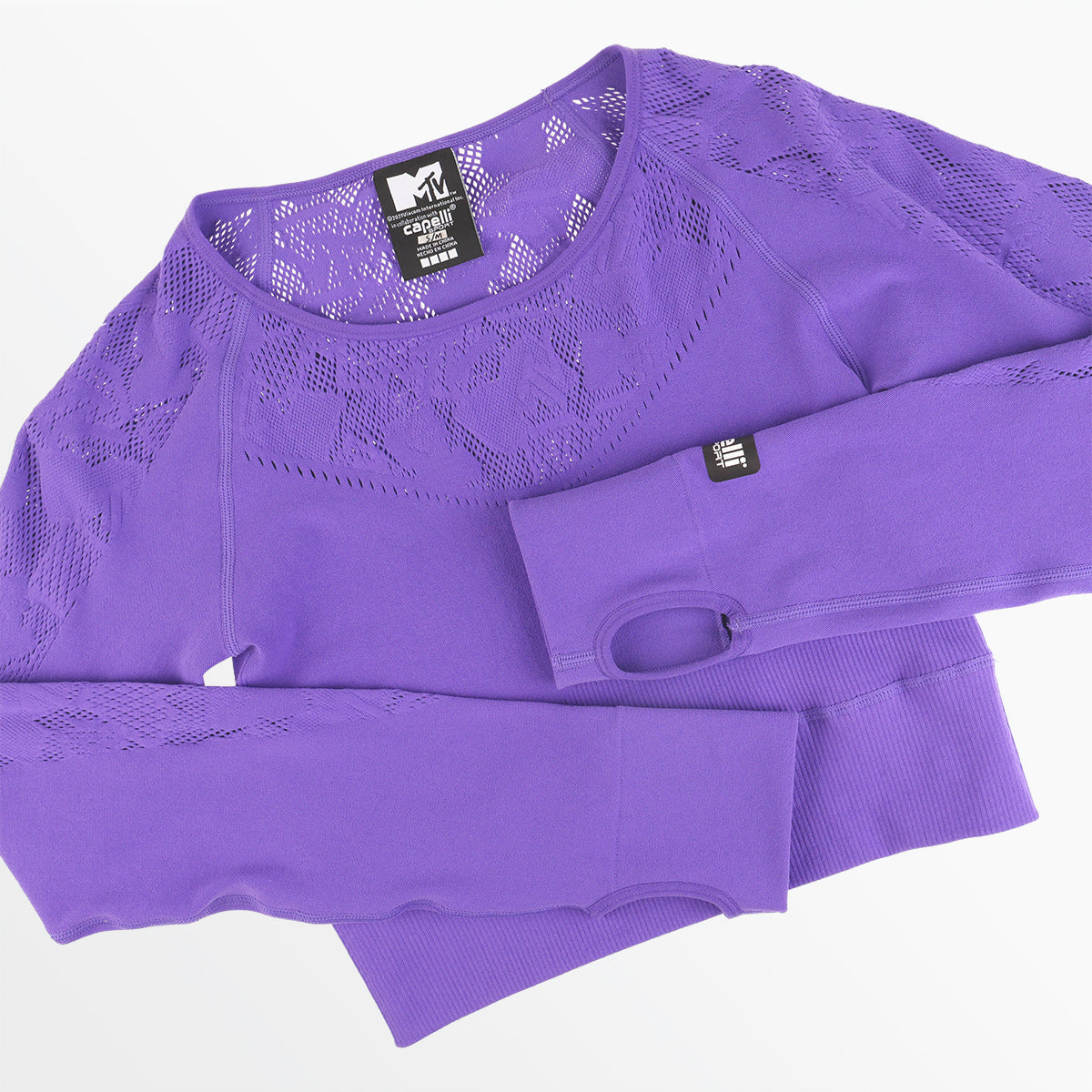 MTV WOMEN'S SPORTY LONG SLEEVE CROP、mySite、neckold