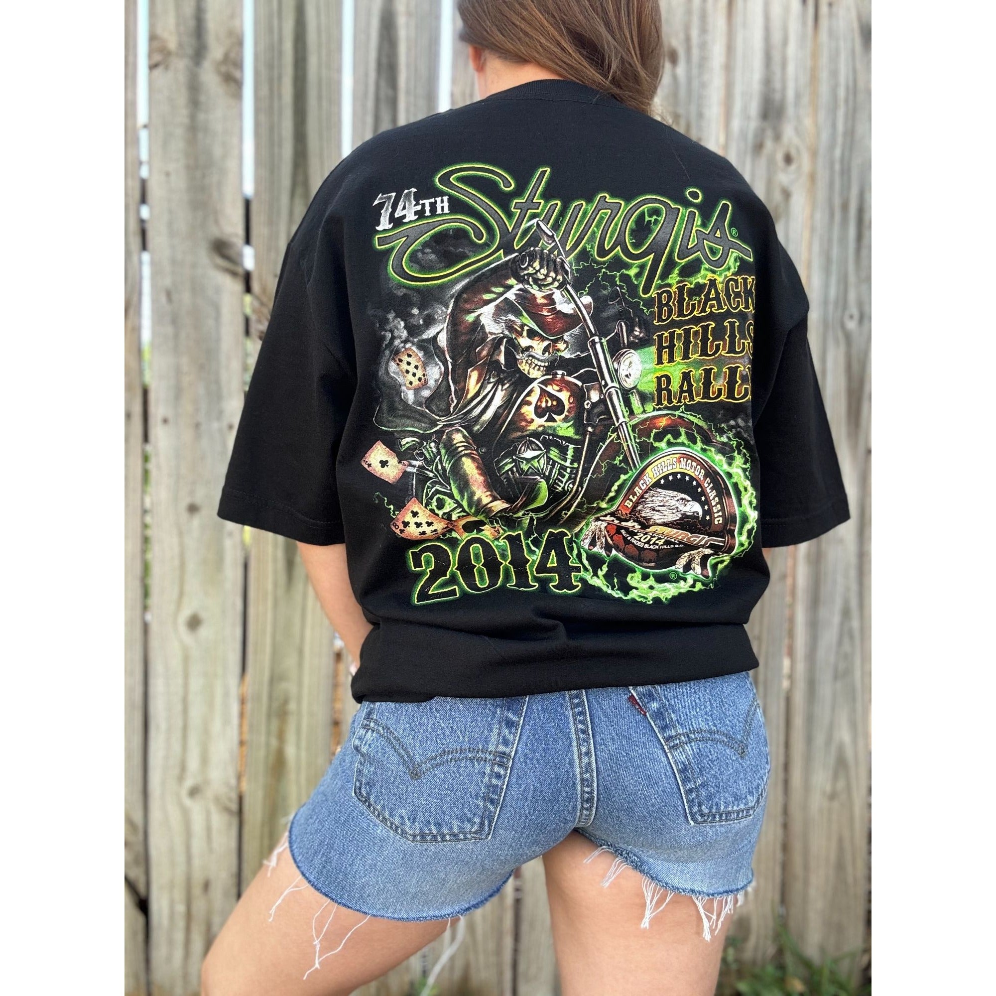 NWT 2014 Sturgis Wild Bill 74th Black Hills Rally Motorcycle Graphic Tee Large、mySite、garagedoors4me