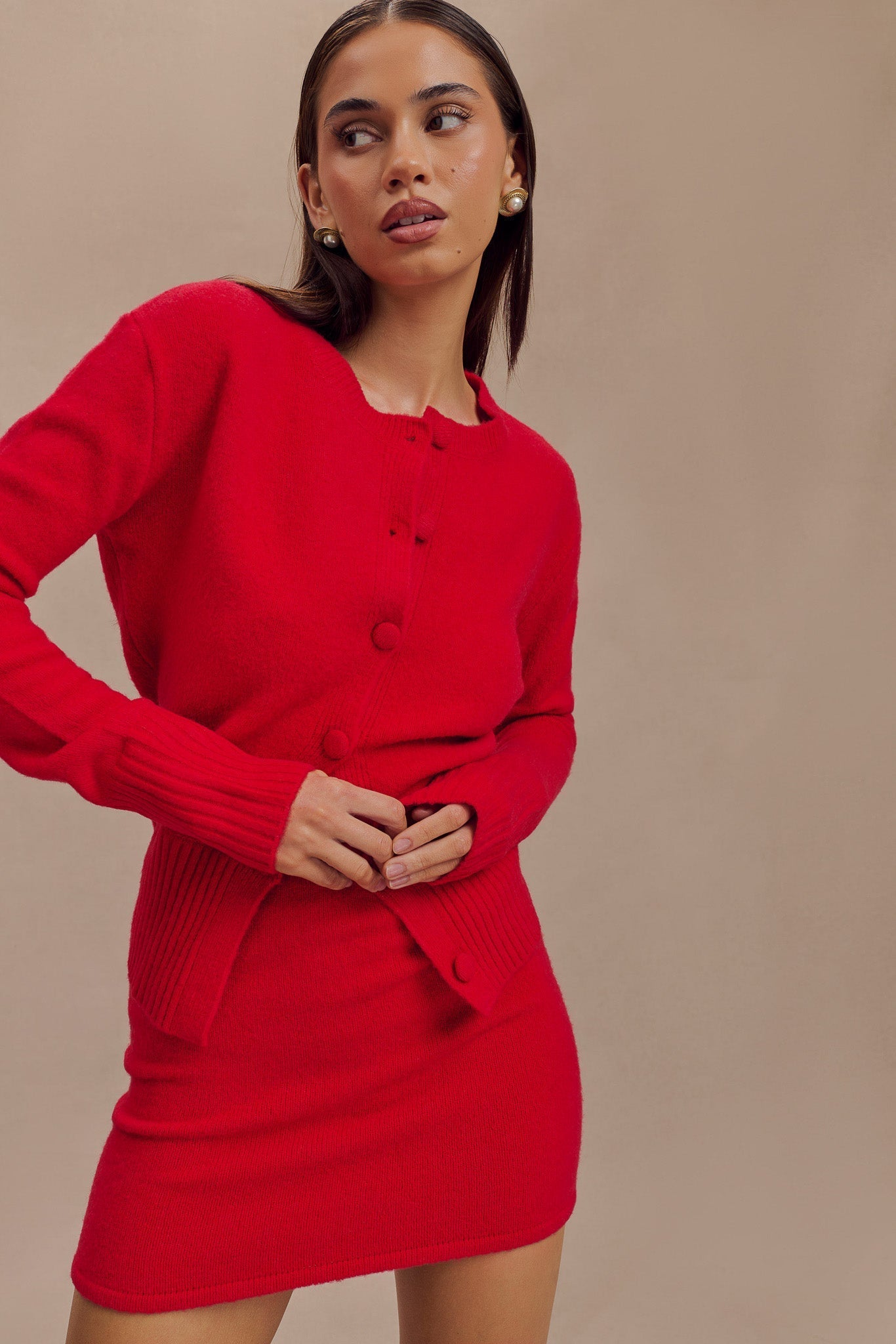 Brianne Knit Mini Skirt - Ruby、mySite、solidvoid