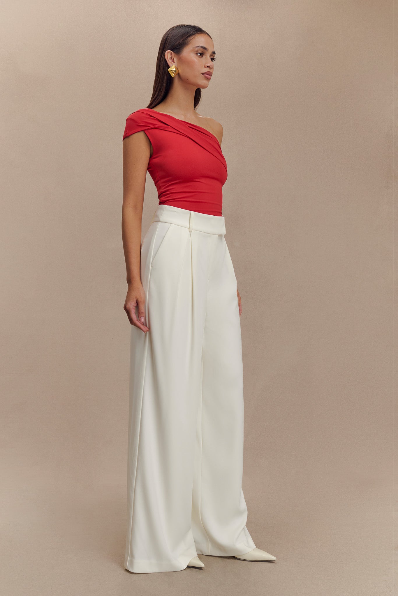 Jacqueline Pleated Wide Leg Pants - Ivory、mySite、solidvoid