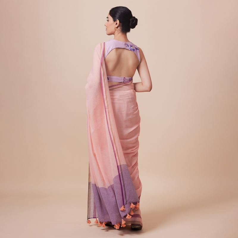 Cotton Solid Saree with Blouse | Peach、mySite、camillekostekn
