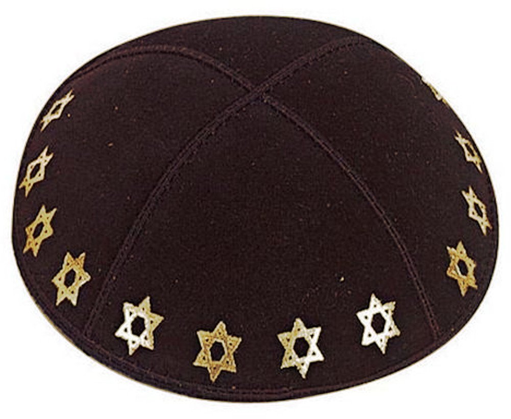 Foil Embossed Suede Kippah - Stars of David、mySite、topwebapps