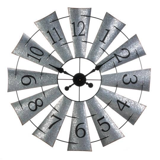 Galvanized Windmill Wall Clock-extra large! Stunning、mySite、g9winljtr