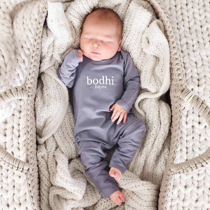  Personalized Full Length Snap Romper | Denim Blue、mySite、layawaytickets