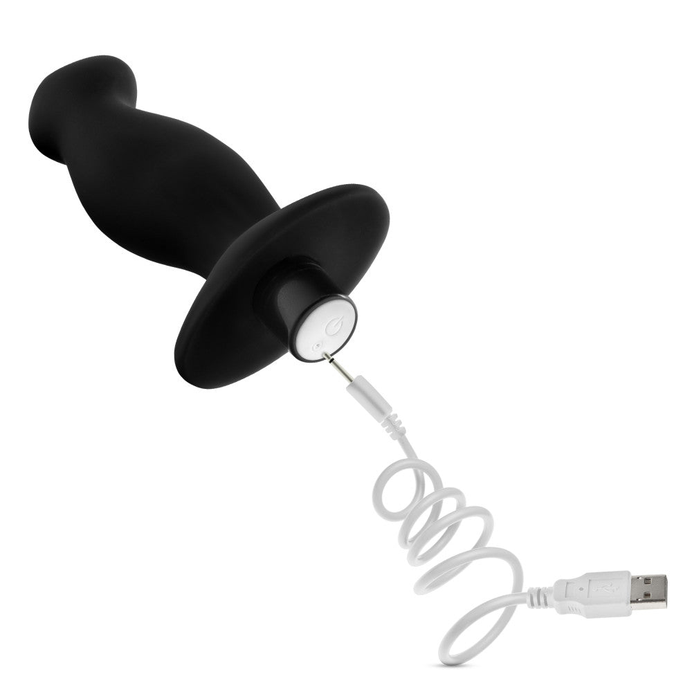 Anal Adventures Platinum By Blush® | Prostate Massager 02 Curved Black 4.25-Inch Vibrating Rechargeable Anal Plug、mySite、bottomscart