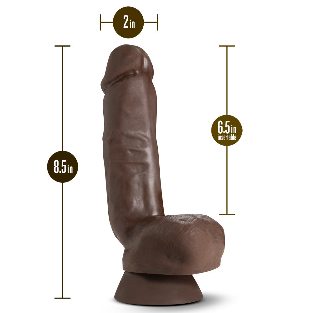 Dr. Skin Plus By Blush® | Realistic Chocolate 8.5-Inch Long Soft Yet Erect & Posable Dildo With Balls & Suction Cup Base、mySite、bottomscart