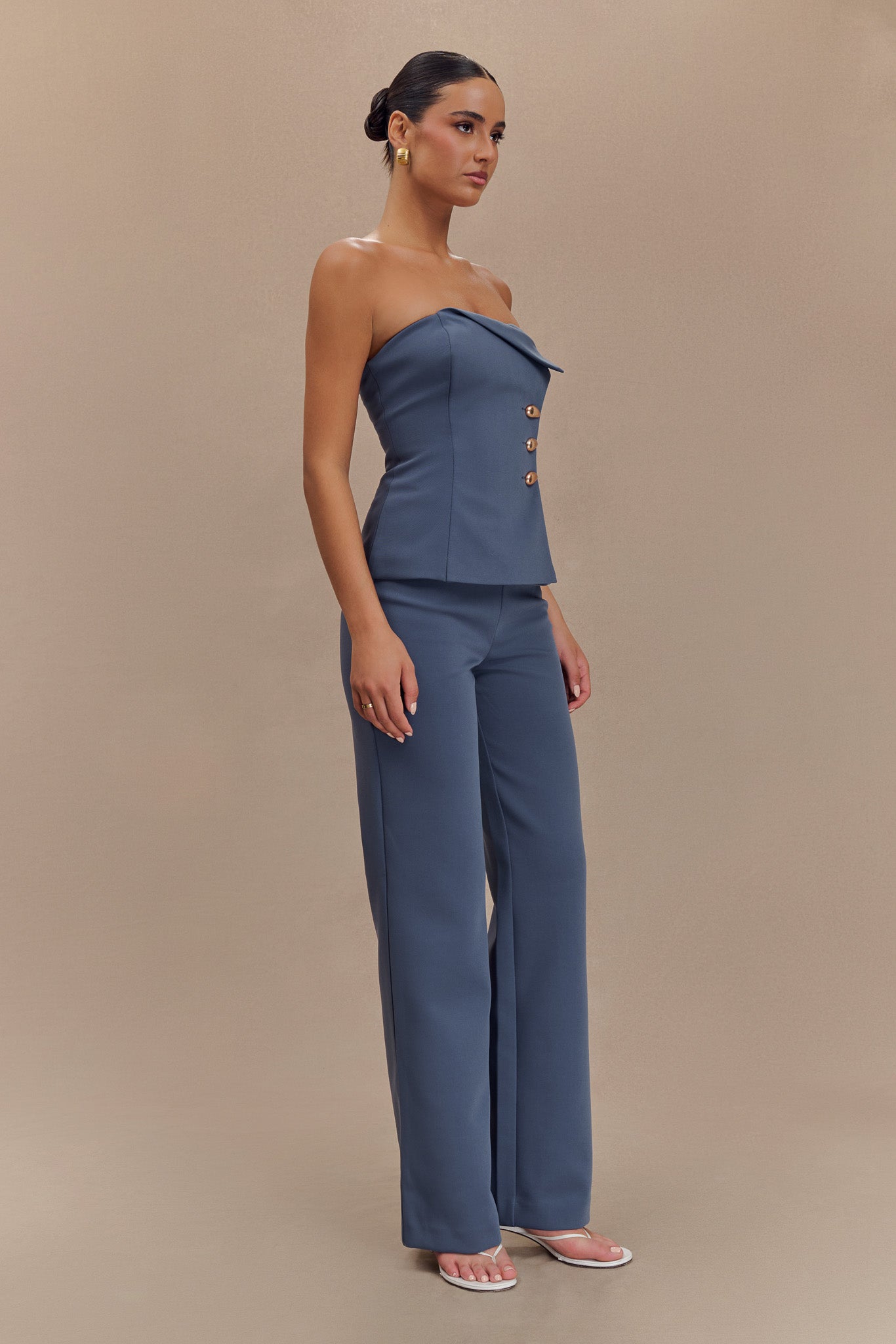 Lindie Straight Leg Suiting Pants - Steel、mySite、solidvoid