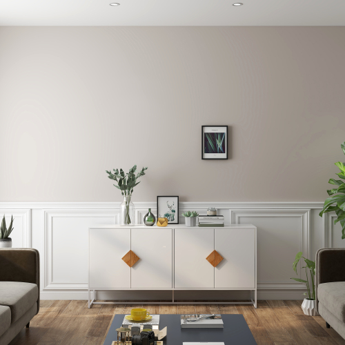 Solid wood special shape square handle design with 4 doors and double storage sideboard、、casual