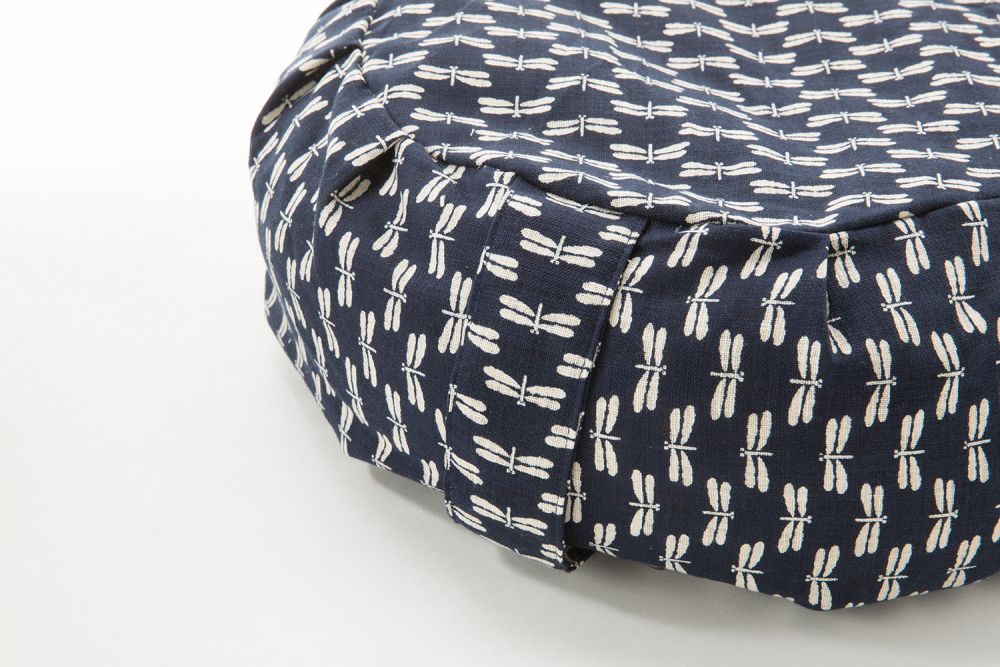 Navy Dragonfly Print Buckwheat Hull Zafu、mySite、topwebapps