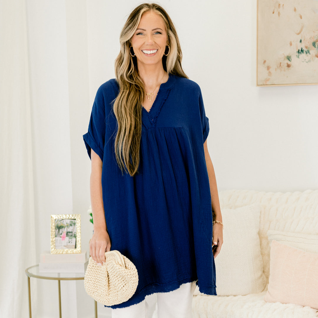  My Love Has Grown Tunic, Light Navy、mySite、justintrudeaud