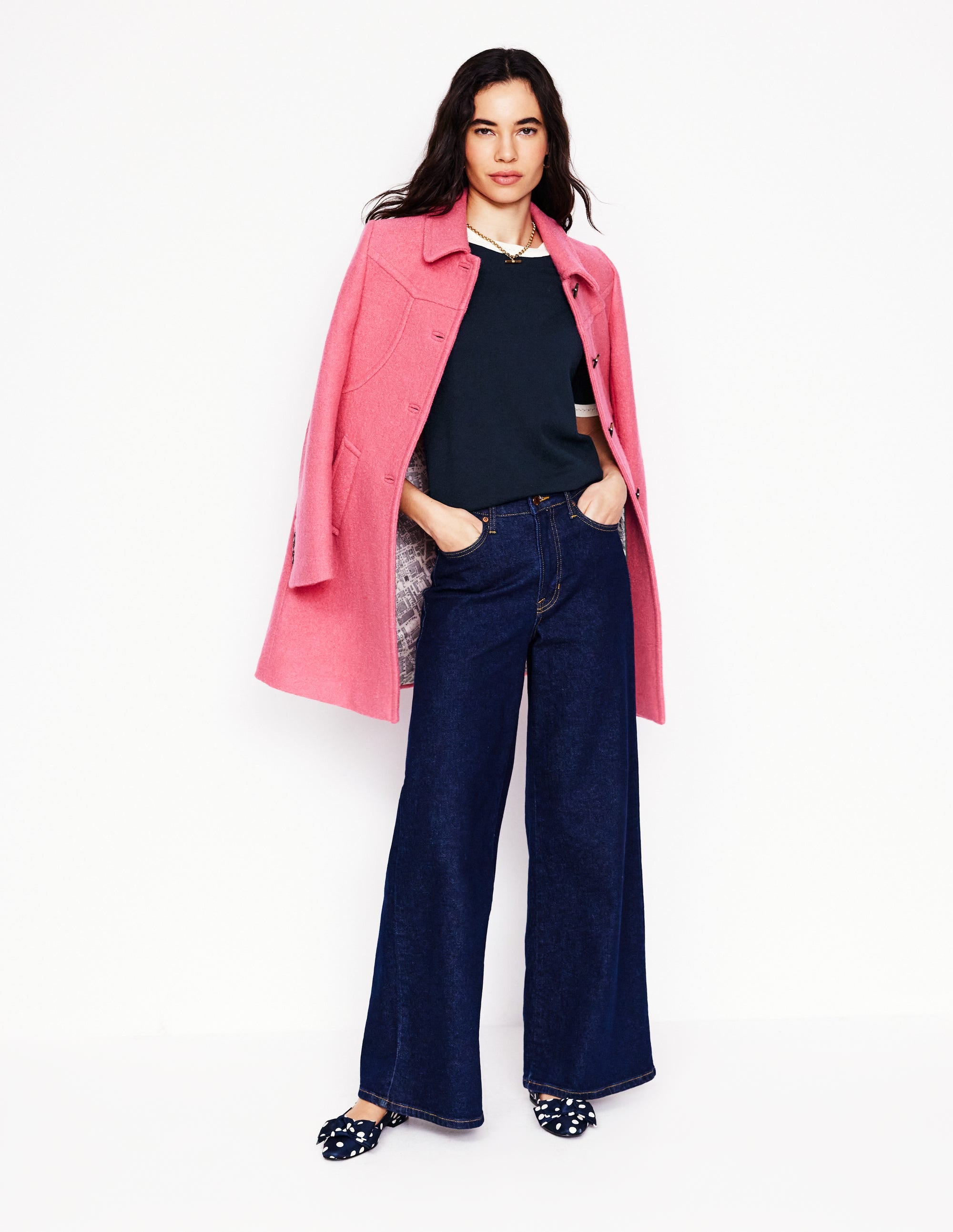  Emilia Cotton Crew T-shirt-Navy, Warm Ivory、mySite、ashleygrahame