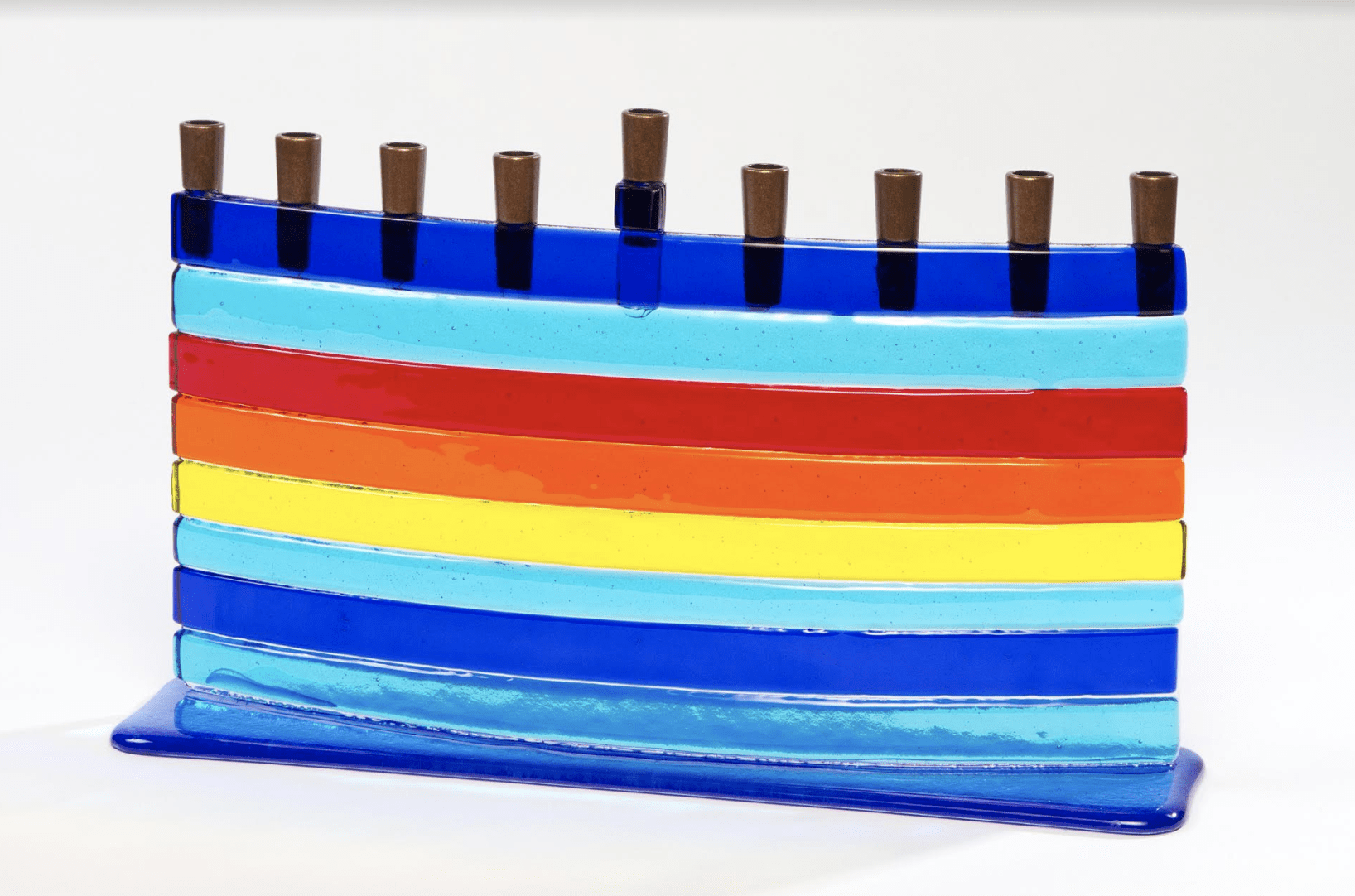 Rainbow Arc Fused Glass Menorah by Daryl Cohen、mySite、topwebapps