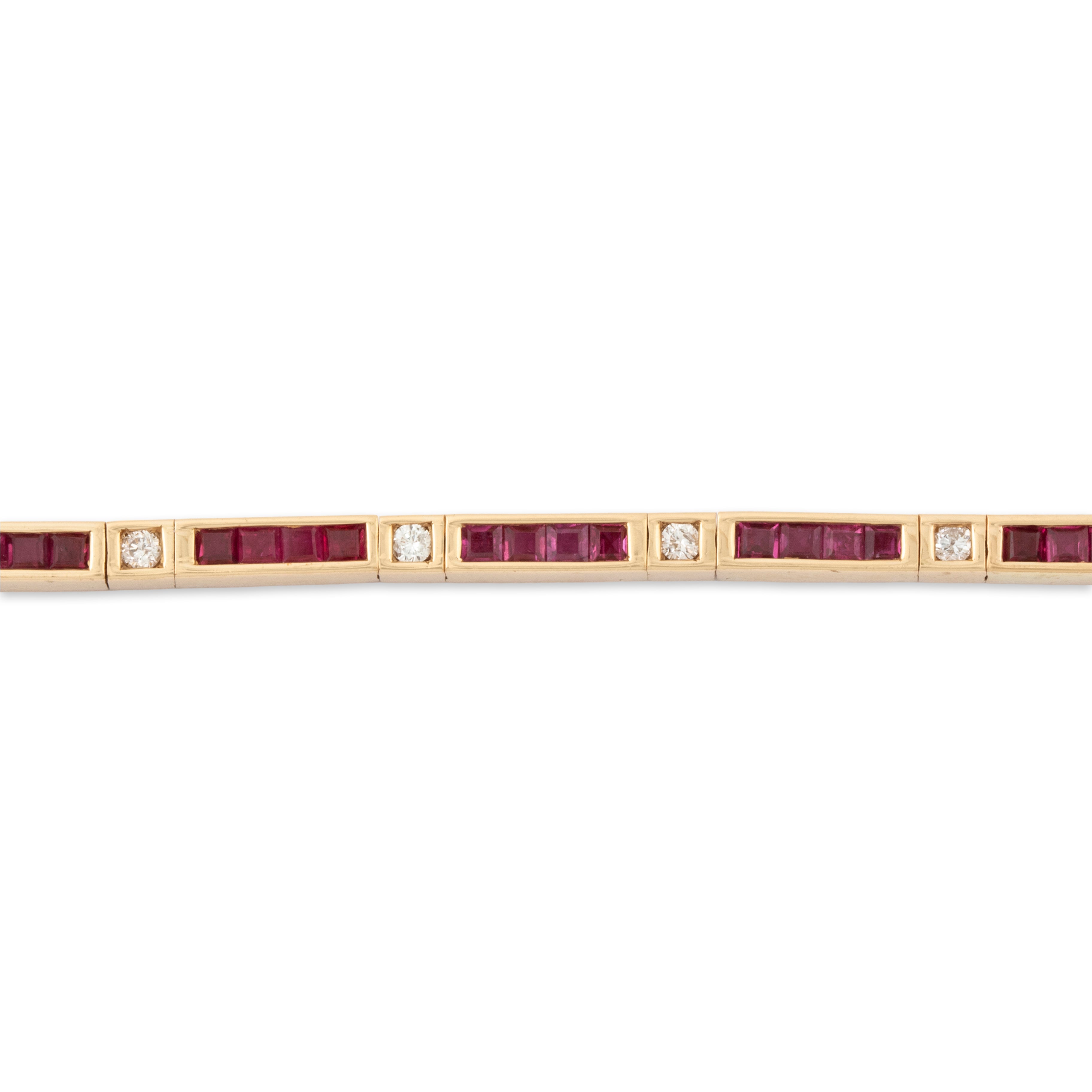 Vintage Heavy 14k Yellow Gold 2.6cttw Ruby .37cttw Diamond Tennis Bracelet、mySite、hinf8tx79