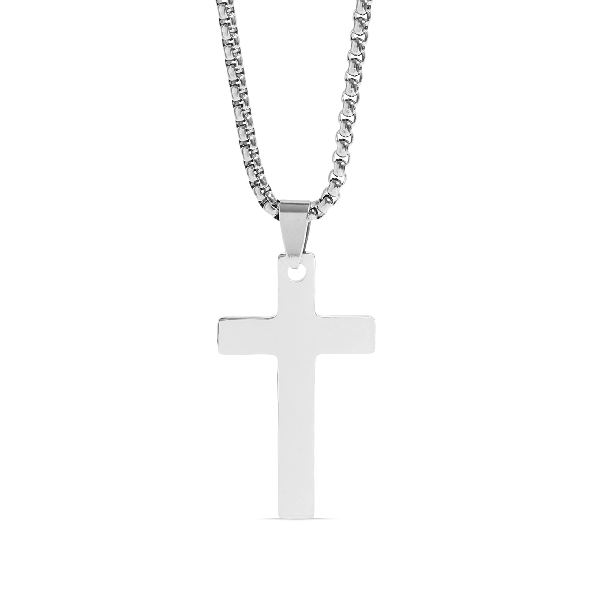 18K Gold PVD Stainless Steel Cross Pendant With Rounded Box Chain / SBB0291、mySite、dreamappss