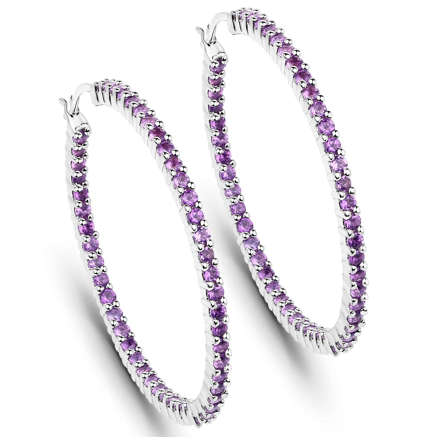Gemstone Hoop Earrings: Peridot,Amethyst or Blue Topaz in 925 Sterling Silver、mySite、g9winljtr