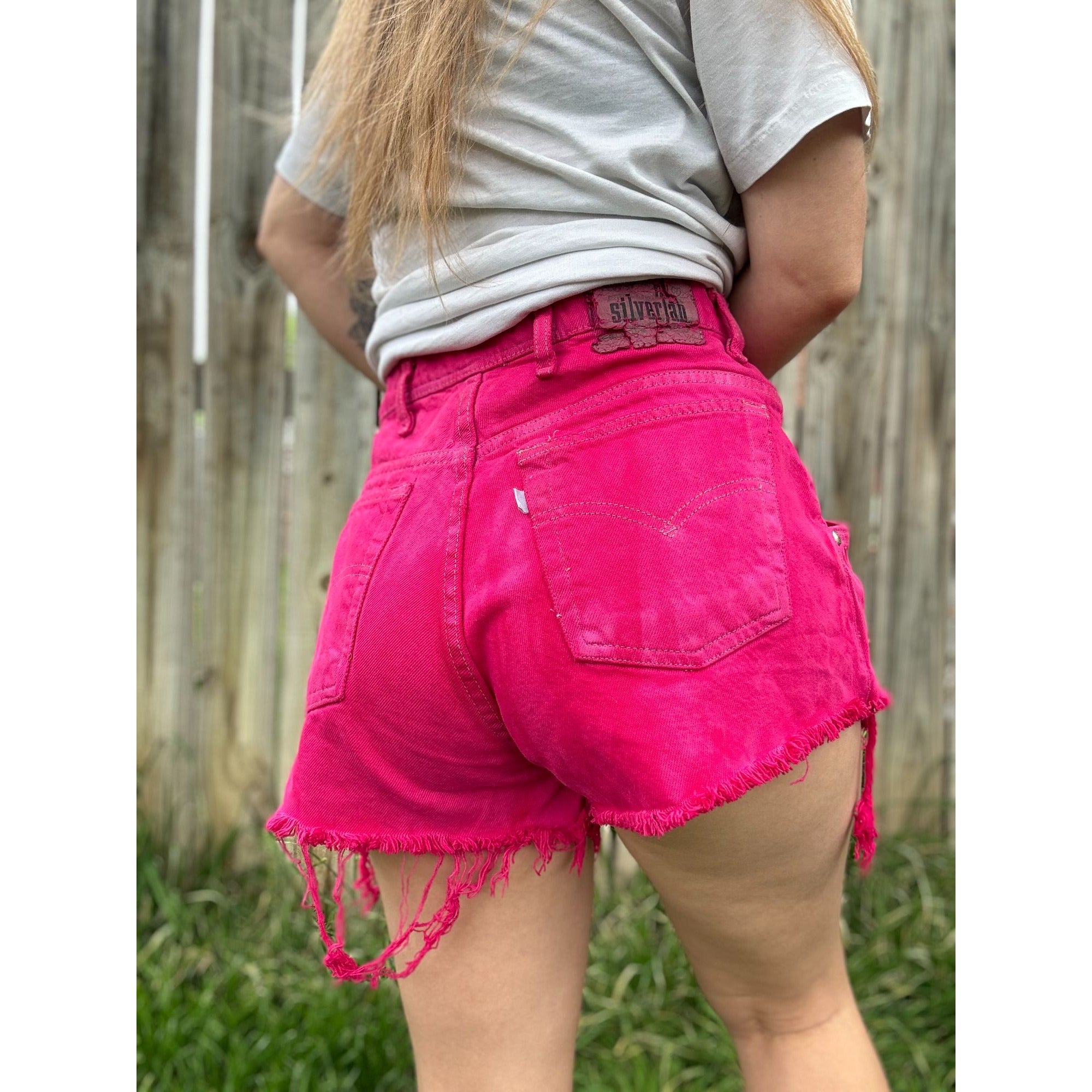 91' Levi's silverTab Loose Fit Hot Pink Cut Off Raw Hem Jean Shorts 30、mySite、garagedoors4me