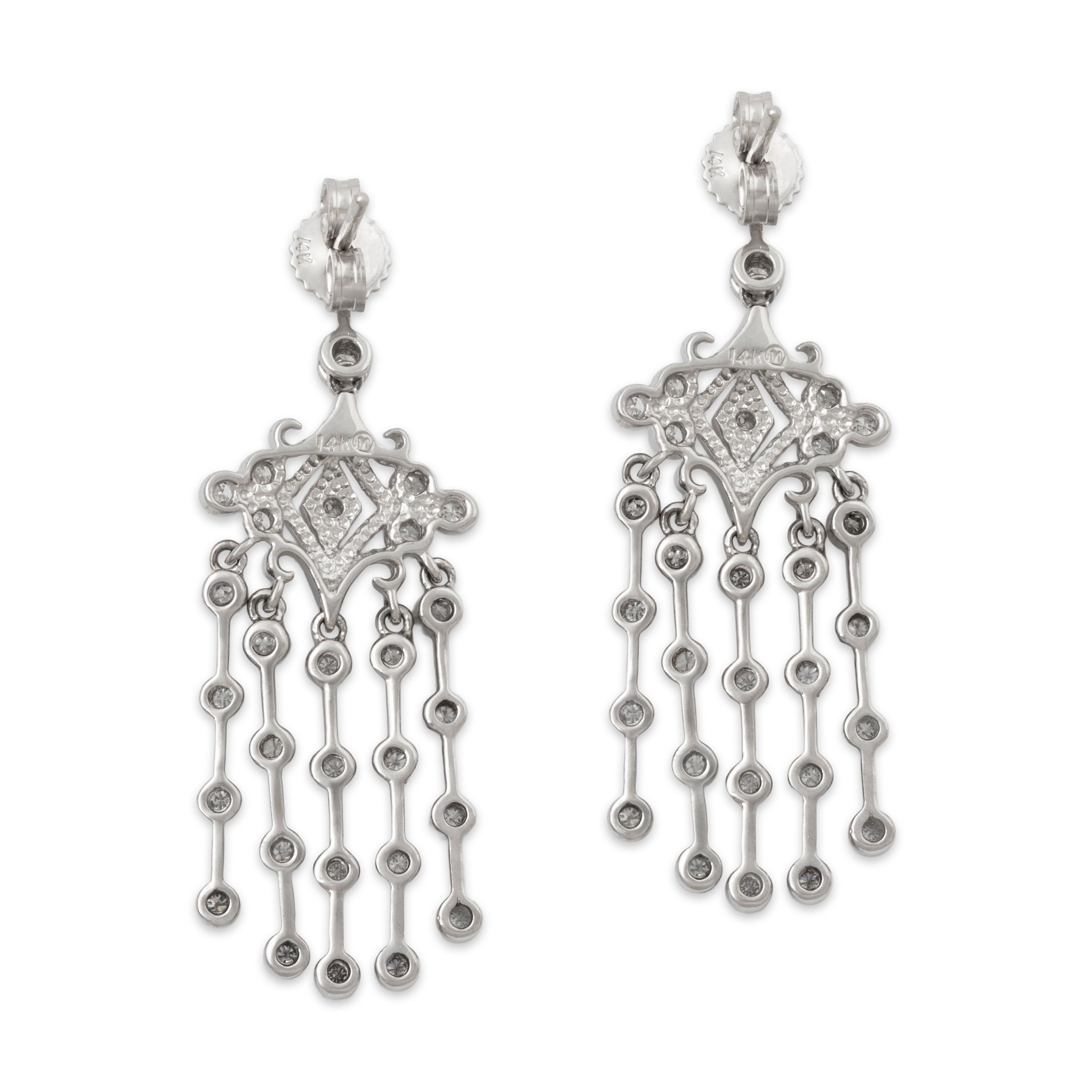 Vintage 14k White Gold .522cttw Diamond Chandelier Dangle Earrings、mySite、hinf8tx79