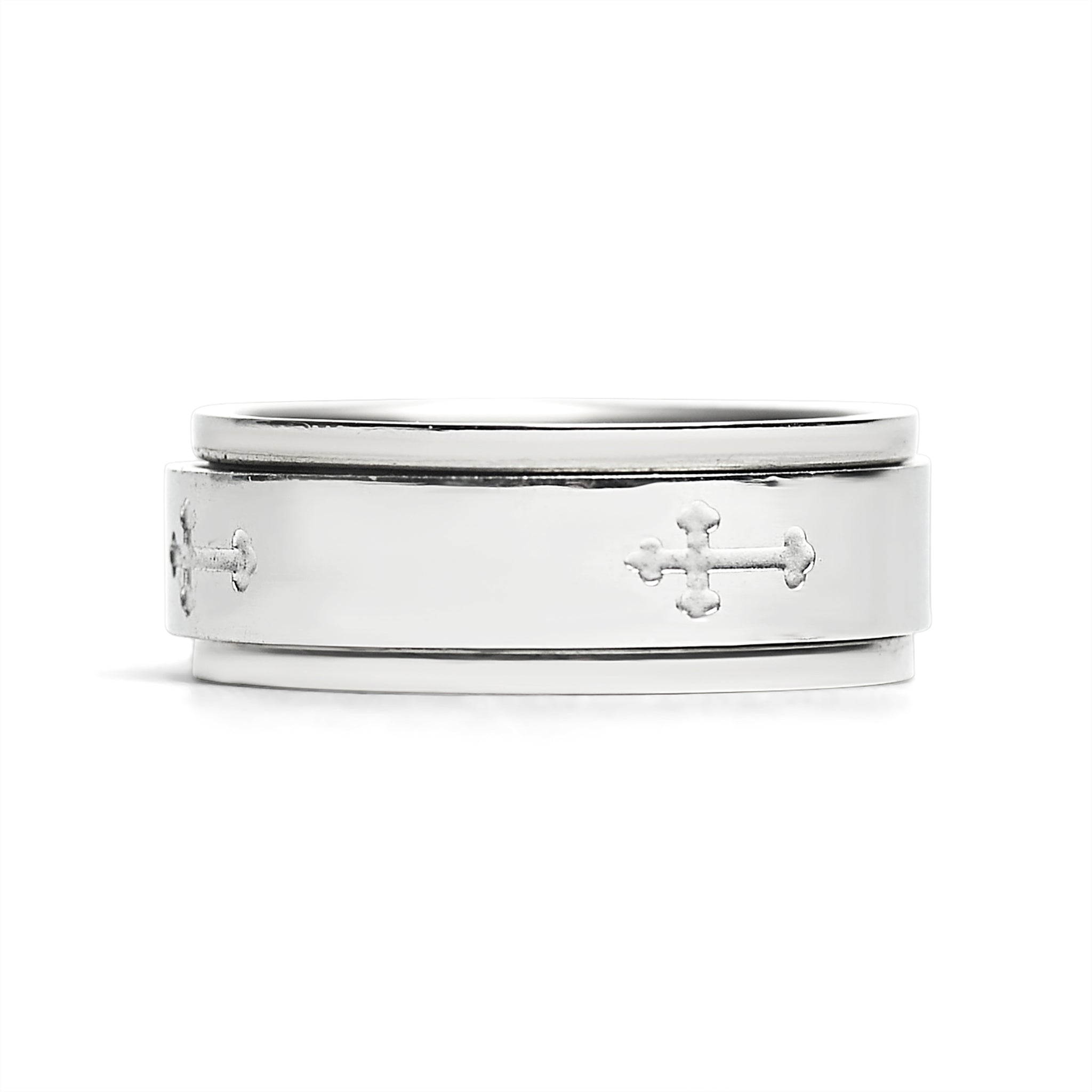 Stainless Steel Cross Spinner Center Highly Polished Ring / SRJ2280、mySite、dreamappss
