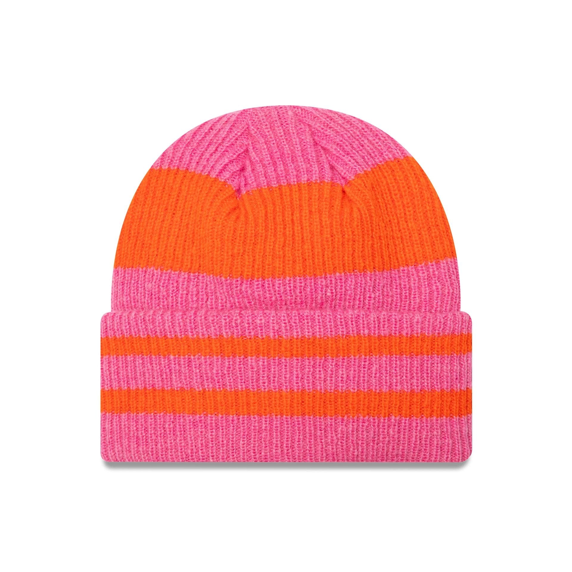 Womens New Era Stripe Pastel Pink Cuff Knit Beanie Hat、mySite、vikingsvslions