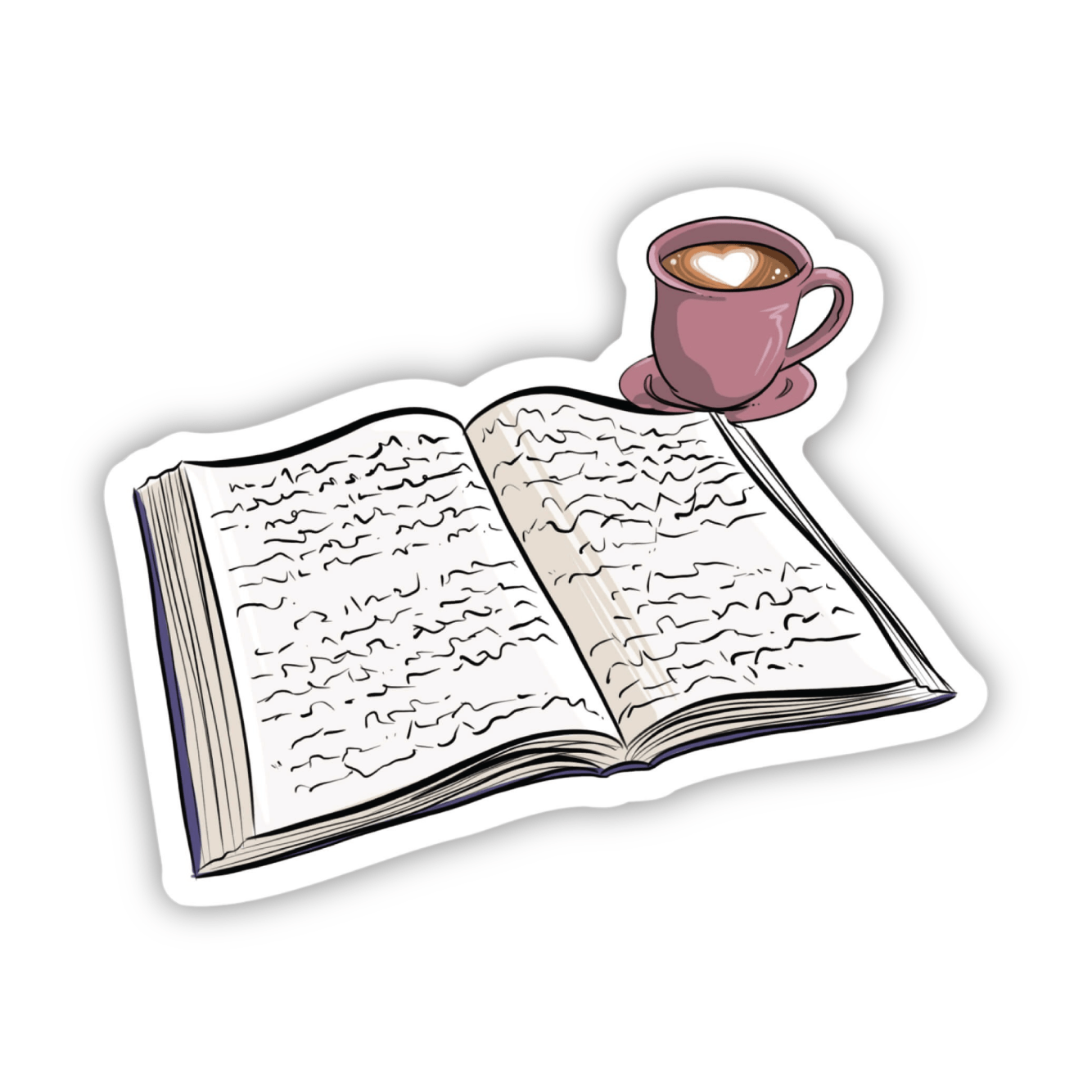  Reading While Drinking Coffee Sticker、mySite、elrpsem3k
