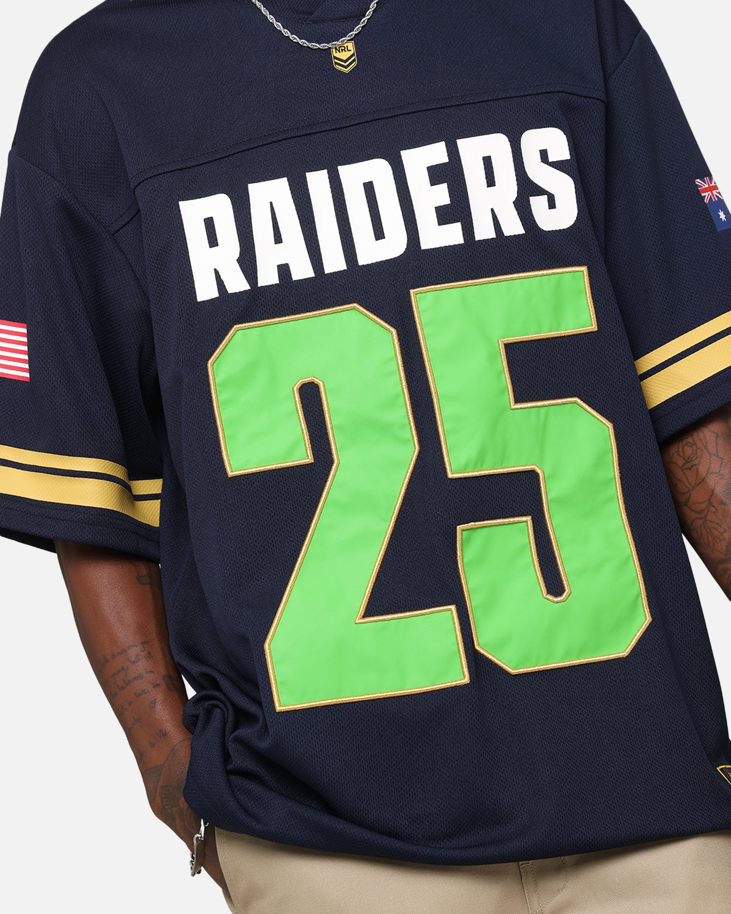 Bleacher Athletic Canberra Raiders NRL 2025 Las Vegas Round Grid Iron T-Shirt Official Team Colour、mySite、zt4zffjzw