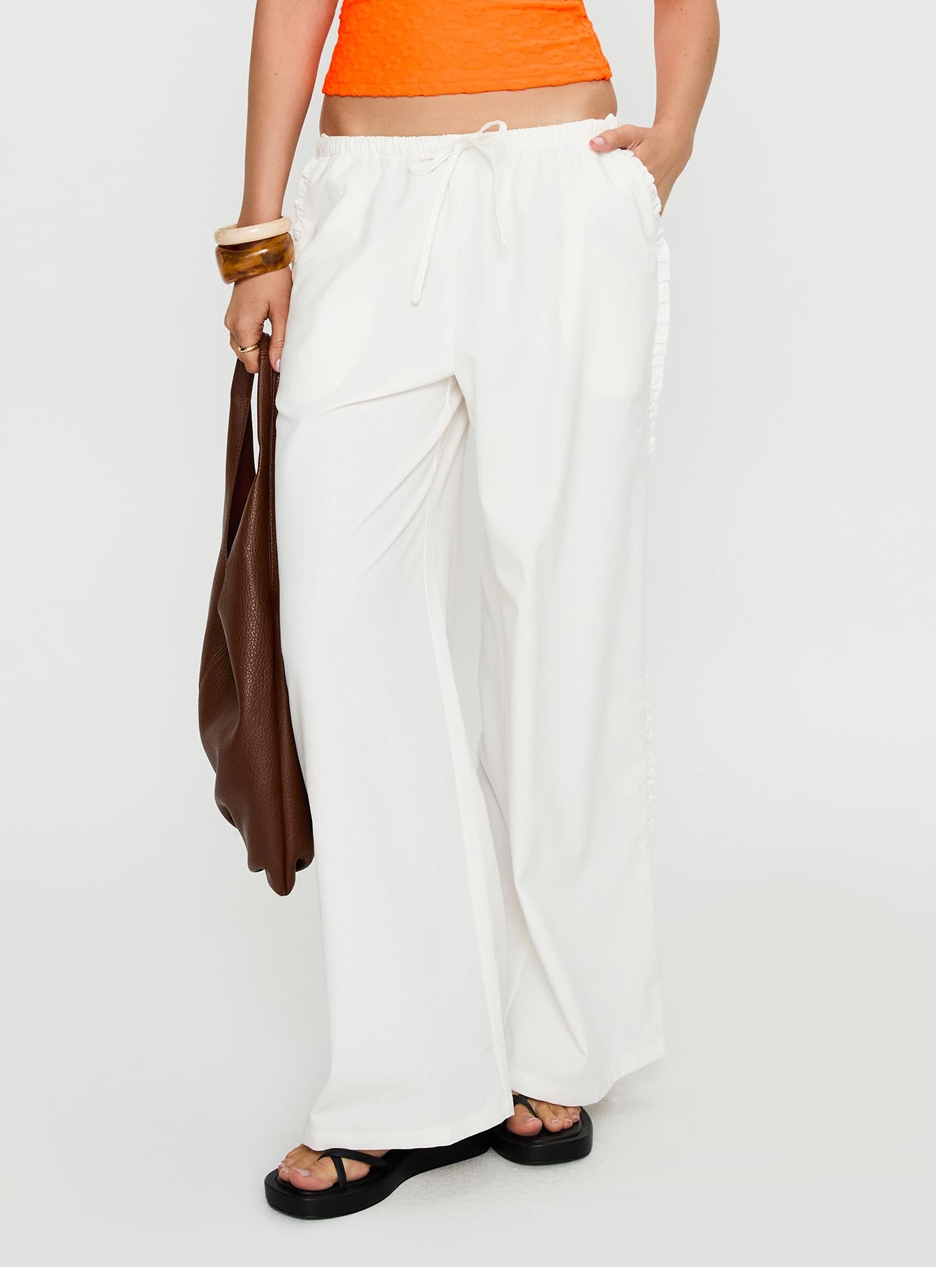 Destinee Frill Pant White、mySite、solidvoid