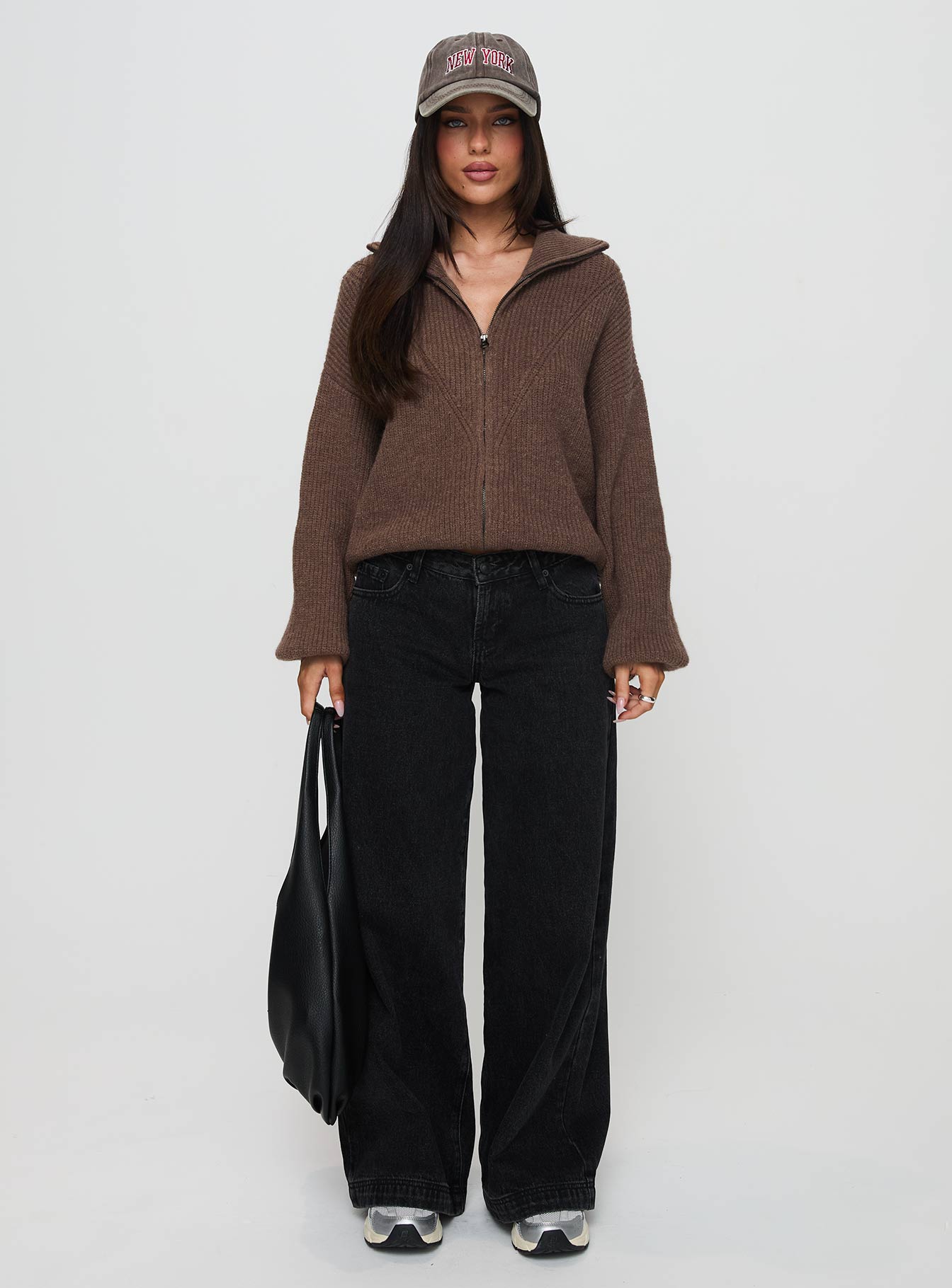 Hertford Zip Through Knit Sweater Brown、mySite、solidvoid