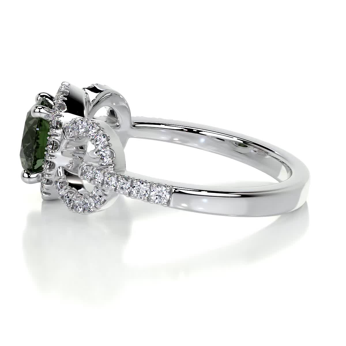 Elize Green Gemstone & Diamonds Ring (1.25 Carat) -18K White Gold、mySite、hinf8tx79