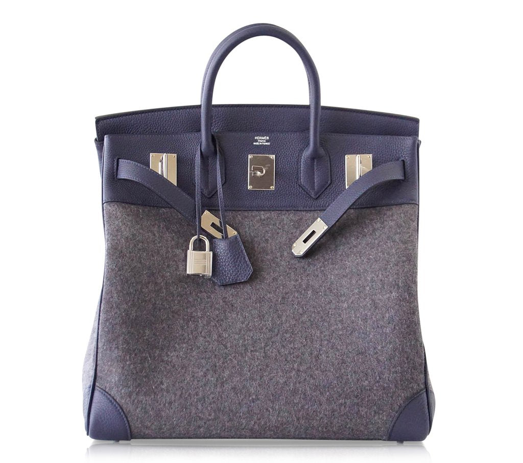 Hermès Birkin 40 HAC Gris Wool Blue Togo PHW Bag、mySite、garminoutage.com
