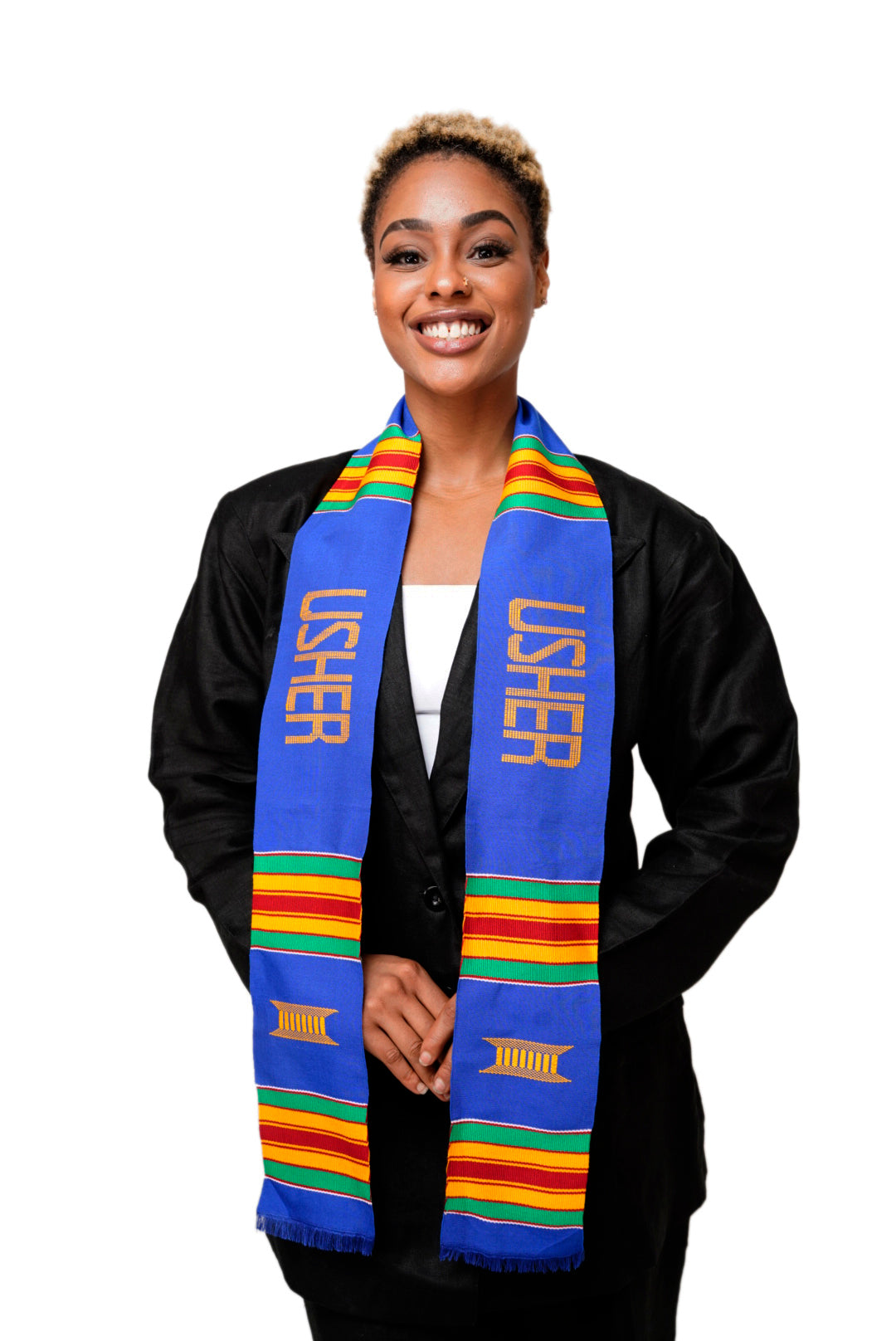 Usher Handwoven Kente Cloth Scarf-Sash DP1550、mySite、solidvoid