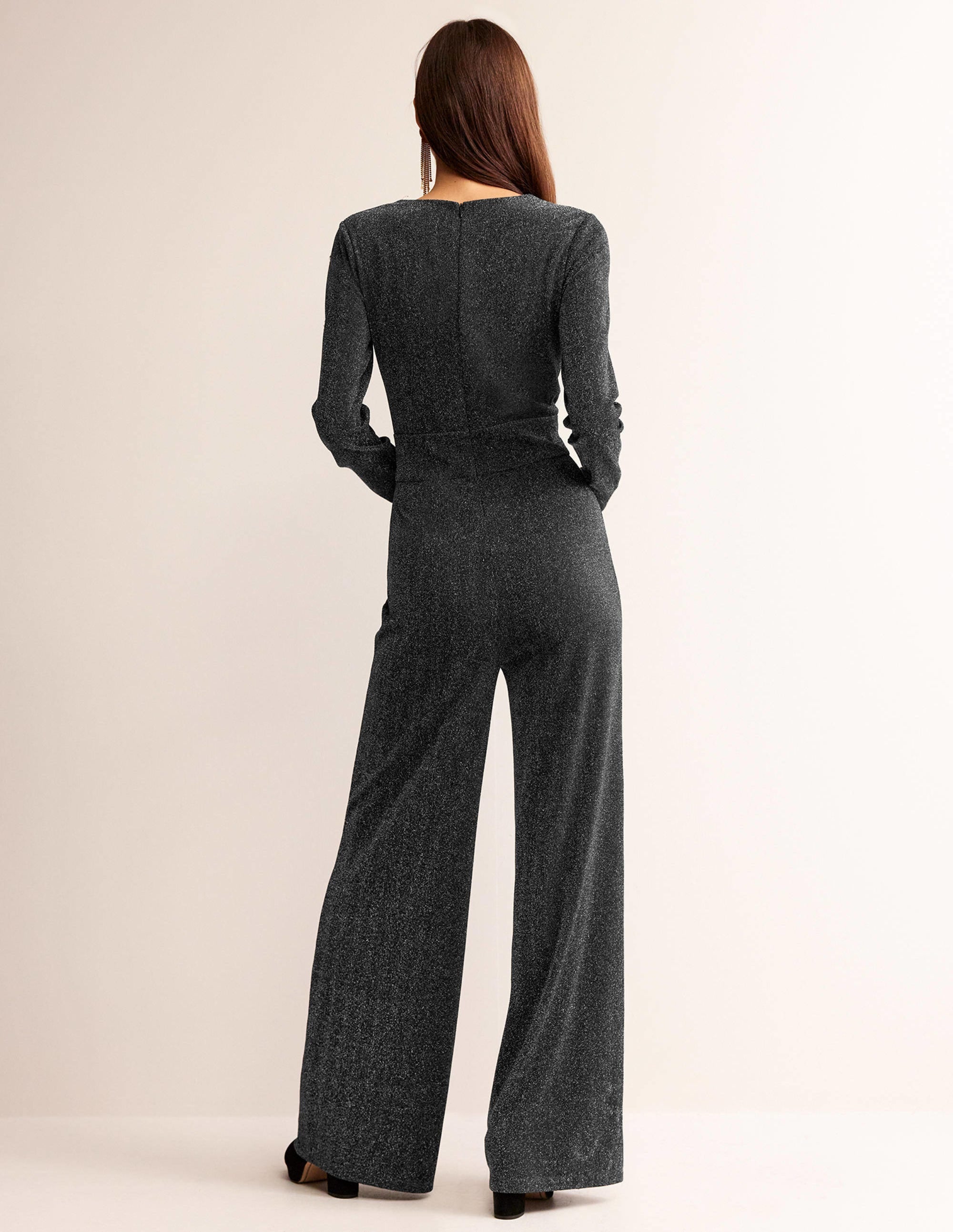  Metallic Plunge Jumpsuit-Black、mySite、ashleygrahame