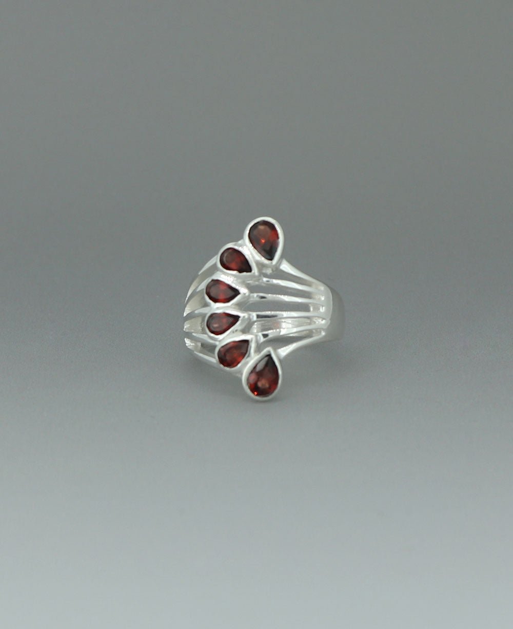 Sterling Silver Teardrop Gemstones Garnet Ring、mySite、topwebapps