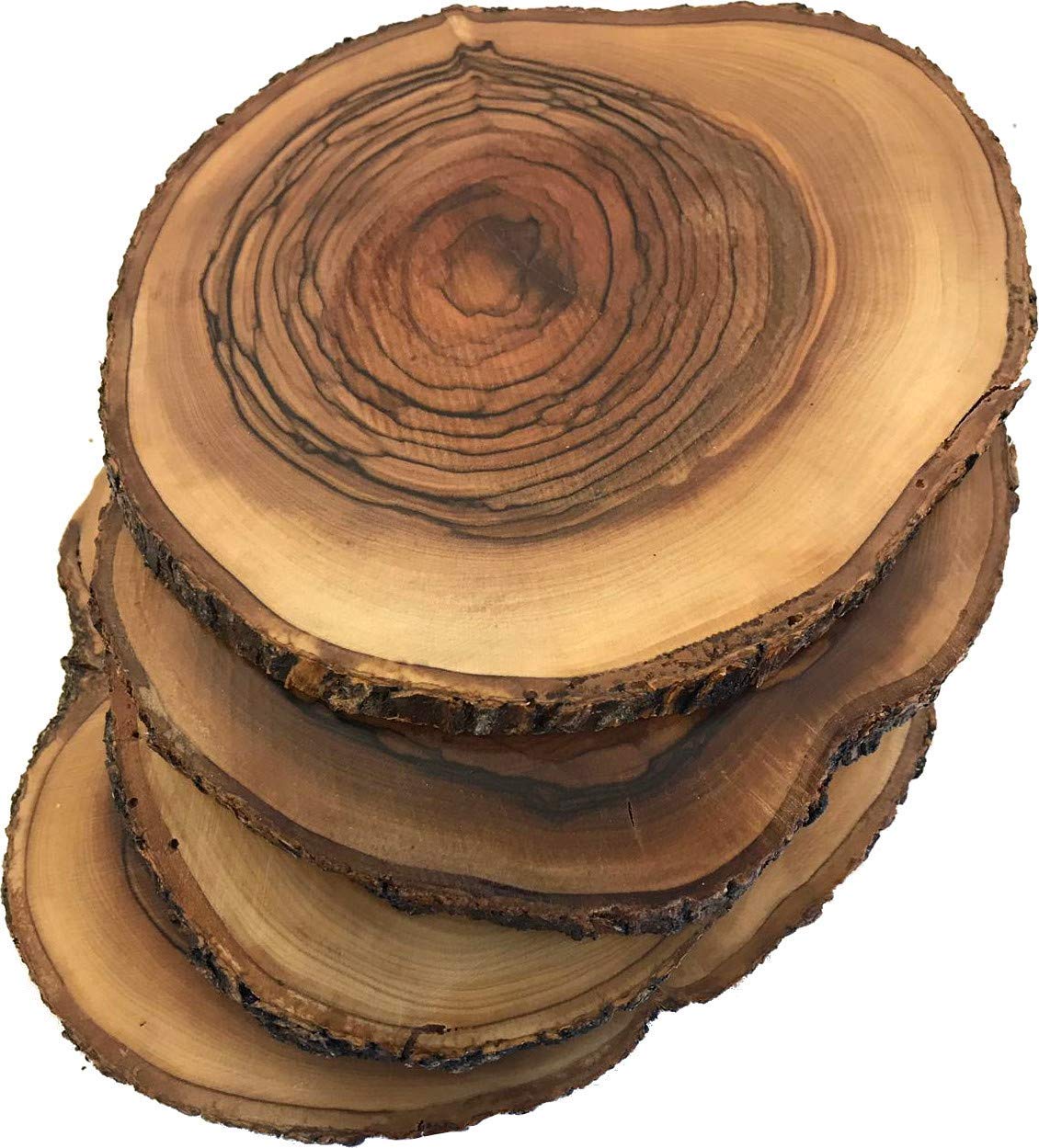 Holy Land Market Large Hand Carved Olive Wood Natural Coaster Set of 4 coasters/trivets (about 4.5-6 Inches each) - Asfour Outlet Trademark、mySite、topwebapps