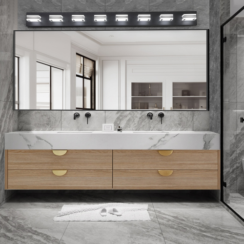34" Modern 5-Light LED Vanity Light - Sleek Bathroom Wall Fixture, Iron & Acrylic, Dimmable & Energy-Efficient, Ideal for Mirror Lighting、、eastwooduniform