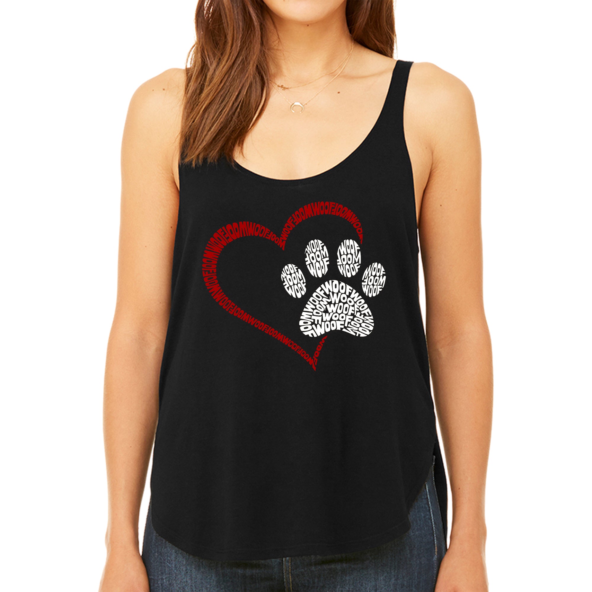 Paw Heart - Women's Premium Word Art Flowy Tank Top、mySite、camillekostekn