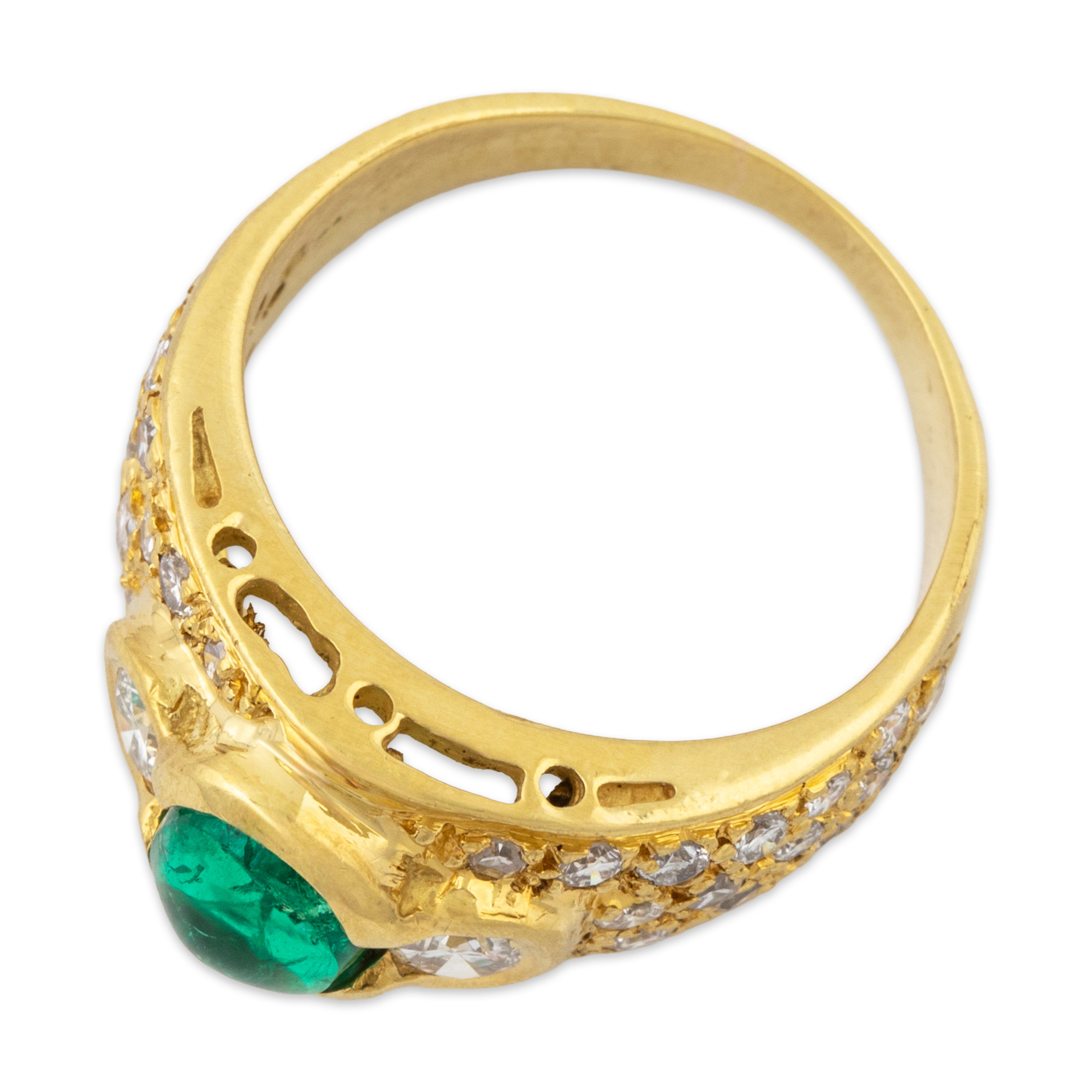 Vintage 18k Yellow Gold .86ct Emerald .63cttw Diamond Statement Ring 4.50、mySite、hinf8tx79