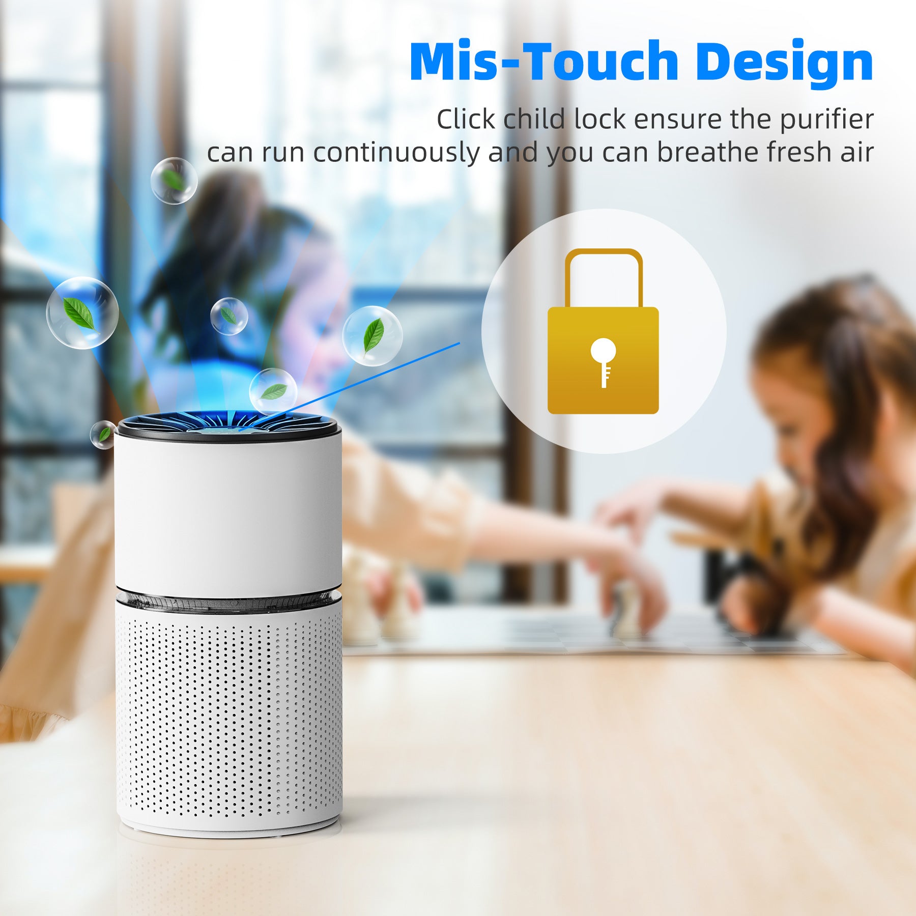 BREEZOME H13 HEPA Air Purifiers for Large Room(620 Sq.ft), Ultra Quiet , Display Lock,White、mySite、fannypackpong