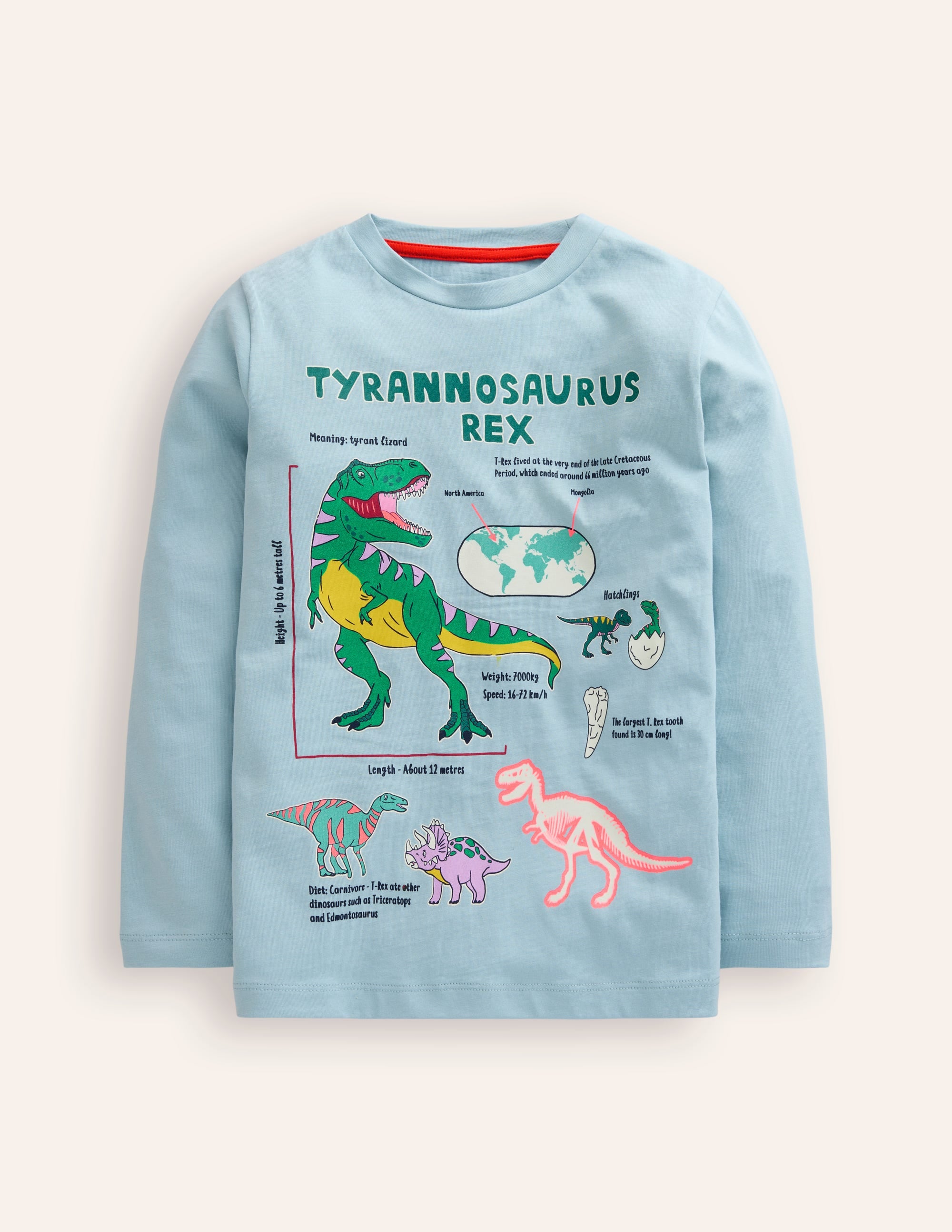  Glow-In-The-Dark T-Shirt-Stonewash Blue Dino、mySite、ashleygrahame