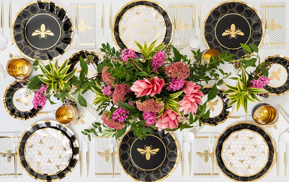 Honeybee Wavy Paper Dinner Plates - Set of 8、mySite、topwebapps