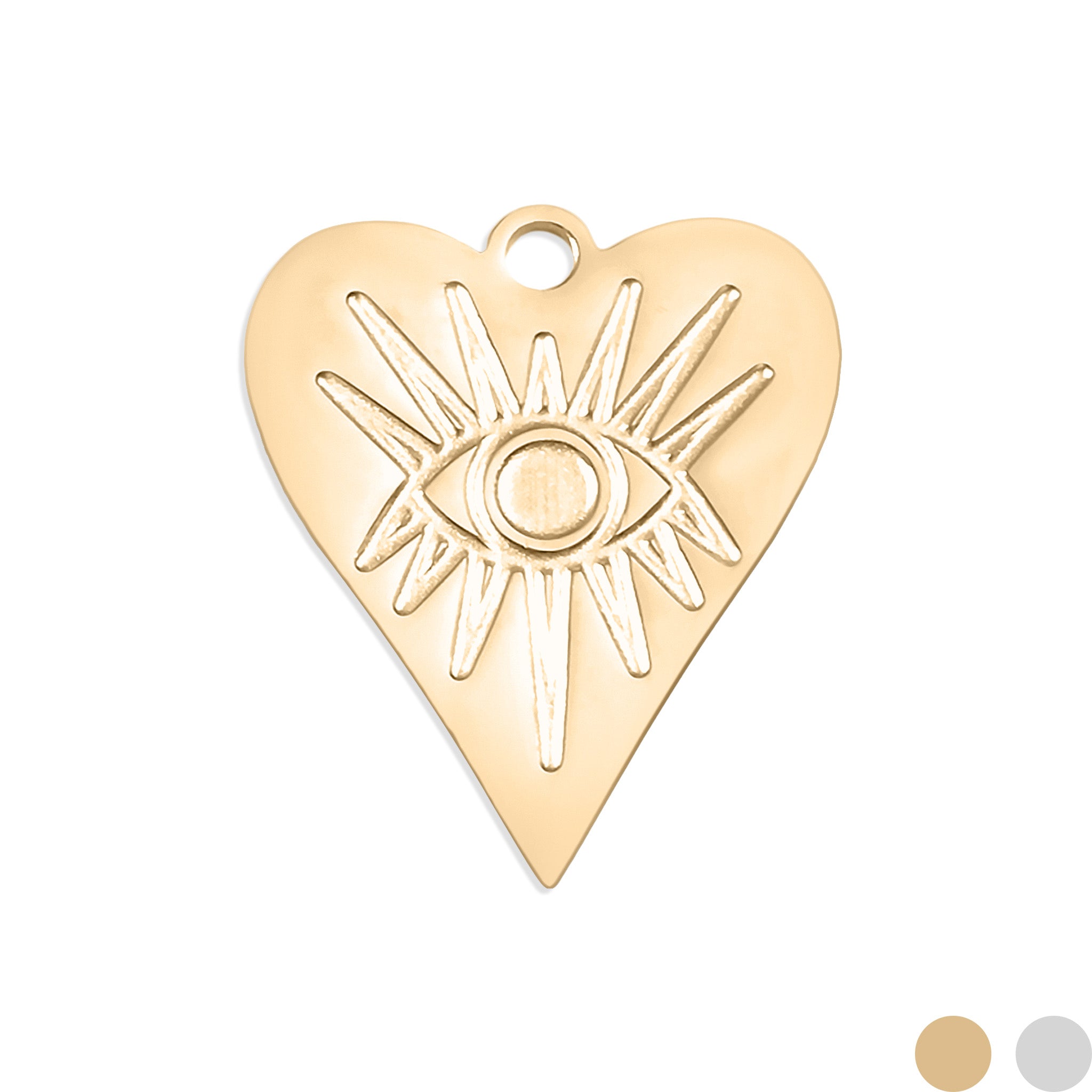 18K Gold PVD Stainless Steel Evil Eye Heart Charm / PDL0006、mySite、dreamappss
