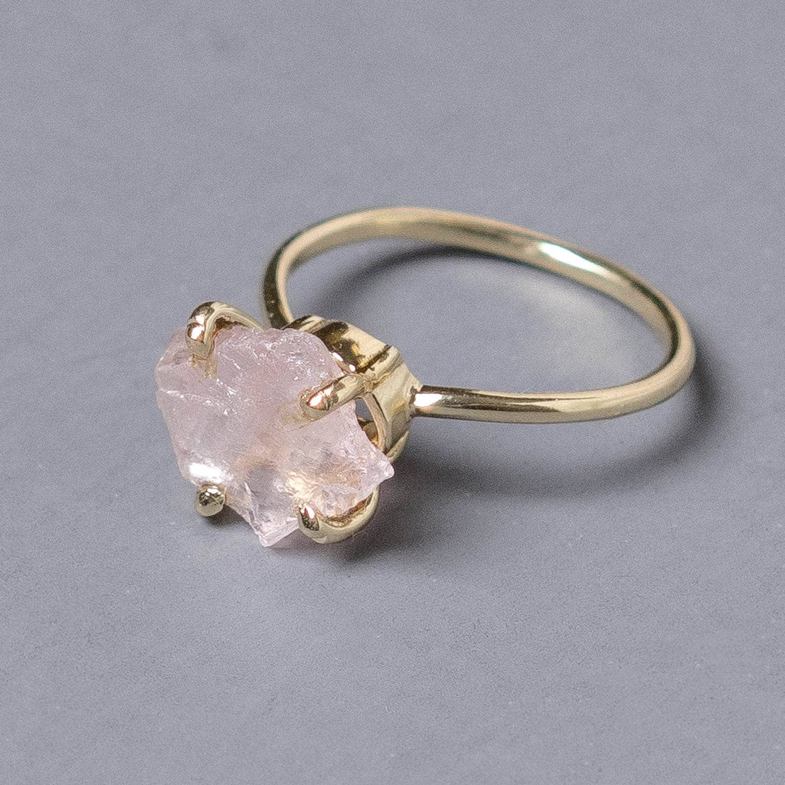 Rose Quartz Raw Freeform Gold or Silver Ring、mySite、hinf8tx79