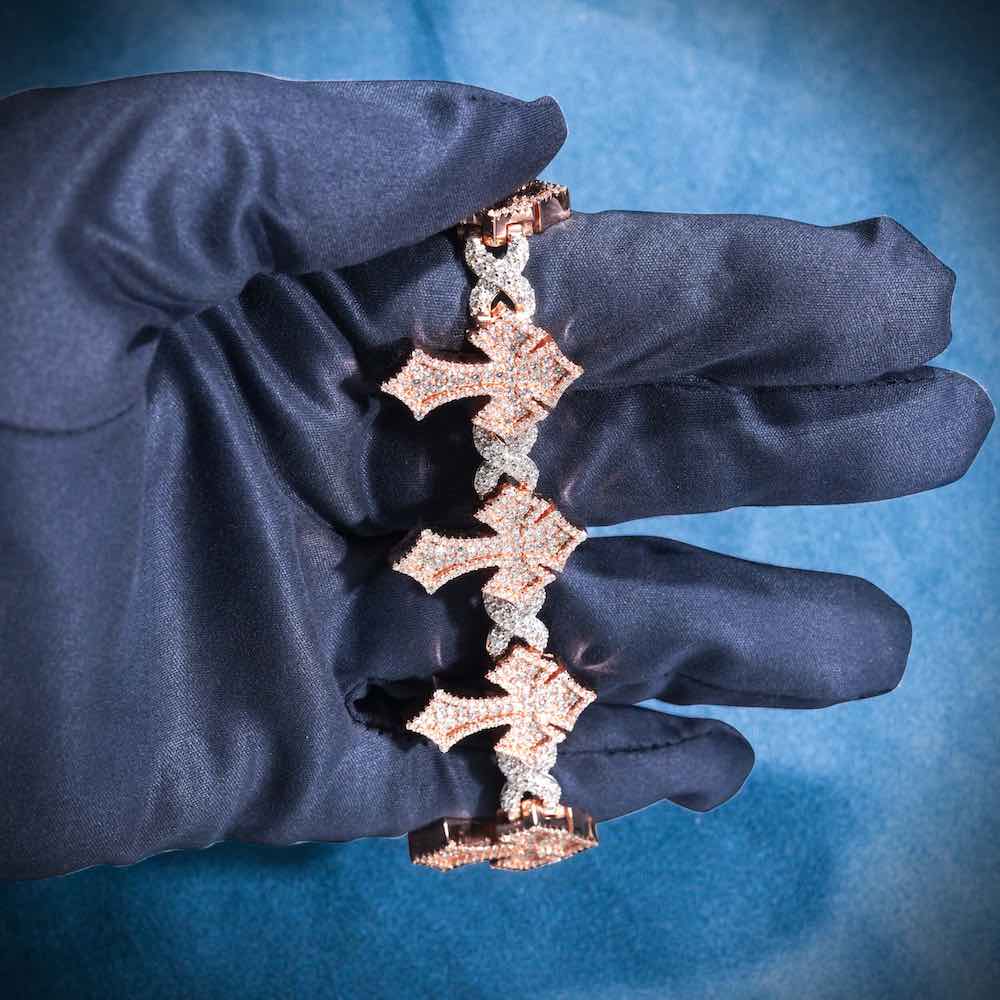 16MM Iced Out Cross Bracelet 14K Gold、mySite、hinf8tx79