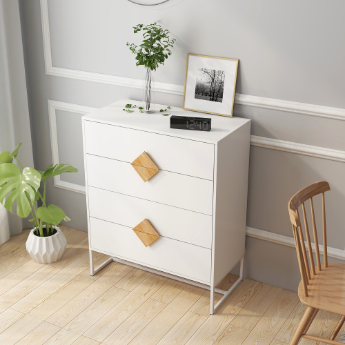 Solid wood special shape square handle design with 4 doors and double storage sideboard、、casual