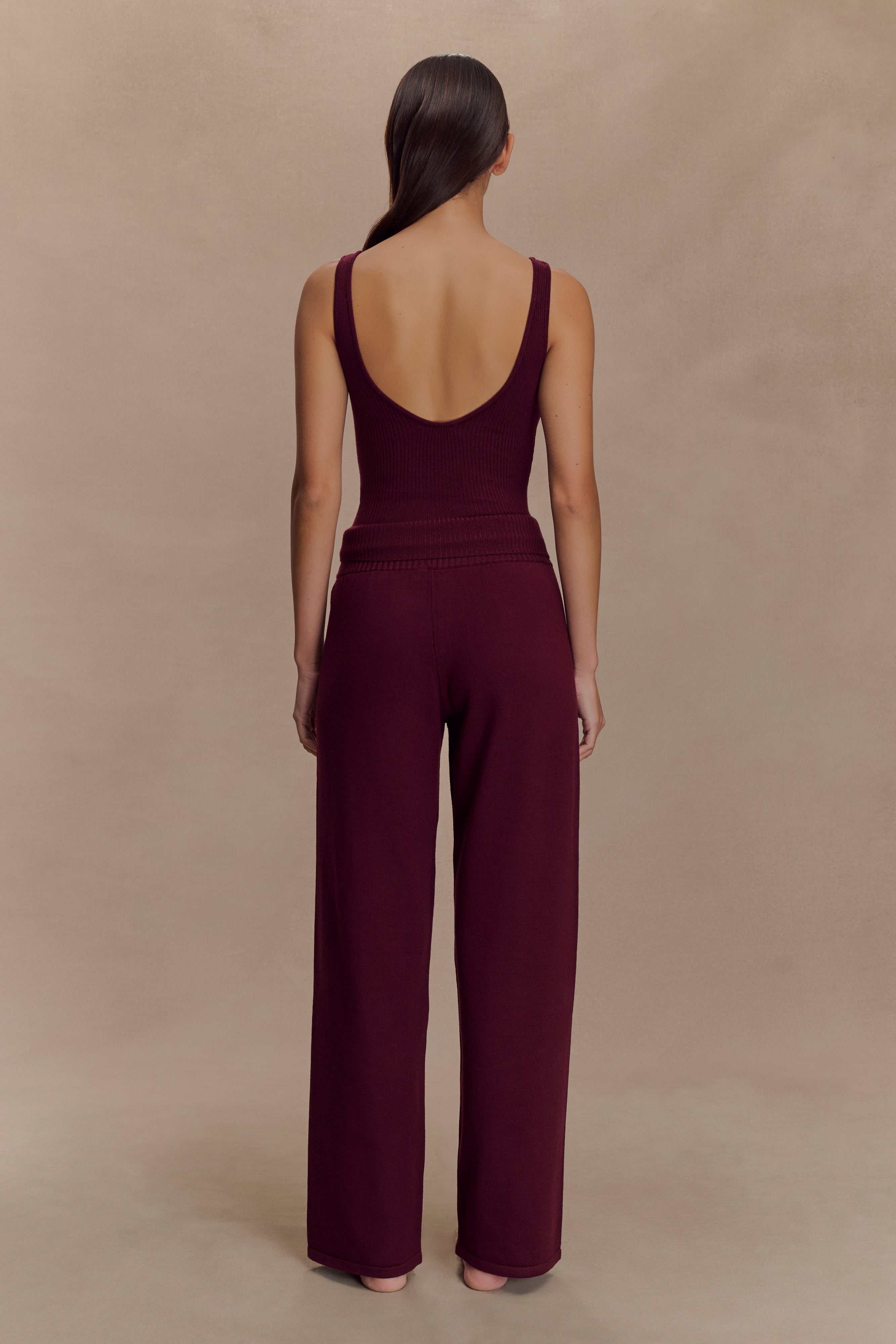 Natalya Knit Wide Leg Pants - Merlot、mySite、solidvoid