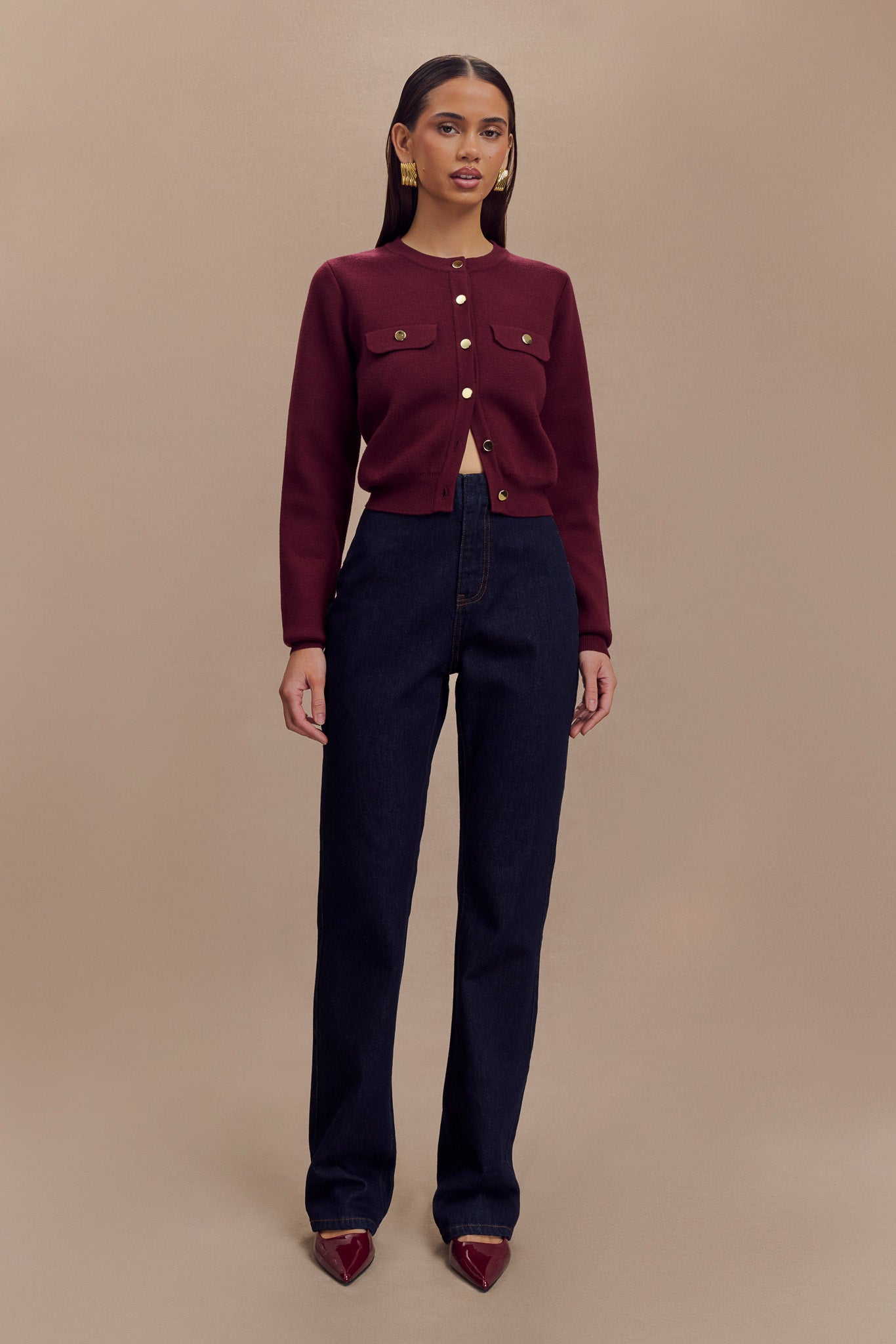 Tabitha Knit Cardigan - Merlot、mySite、solidvoid