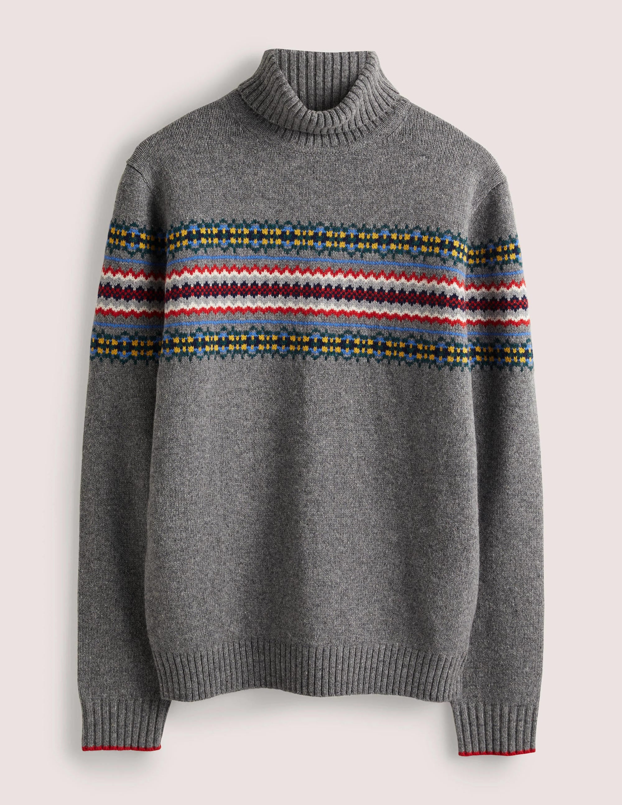  Fair Isle Roll Neck Sweater-Grey Melange Fair Isle、mySite、ashleygrahame