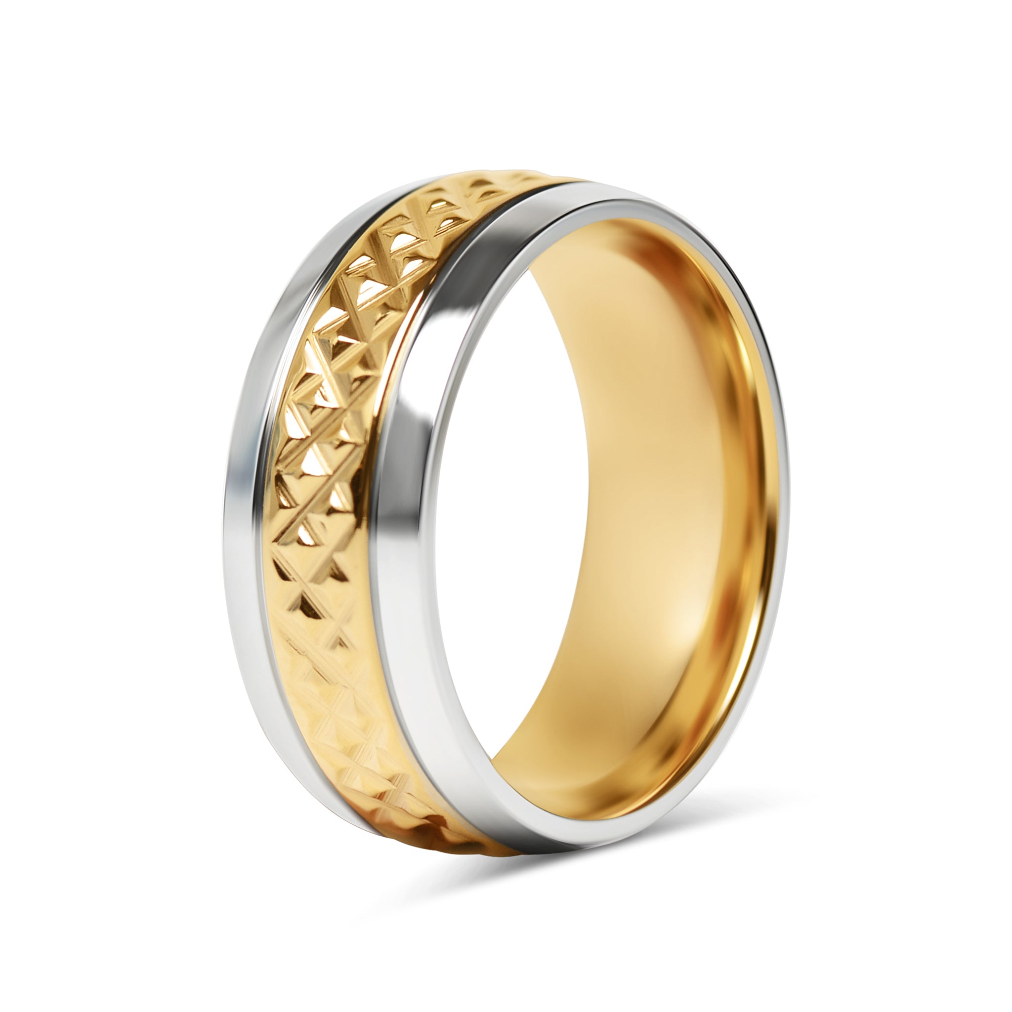 18K Gold PVD Stainless Steel Diamond Pattern Inlay with Polished Trim Ring / CFR9001、mySite、dreamappss