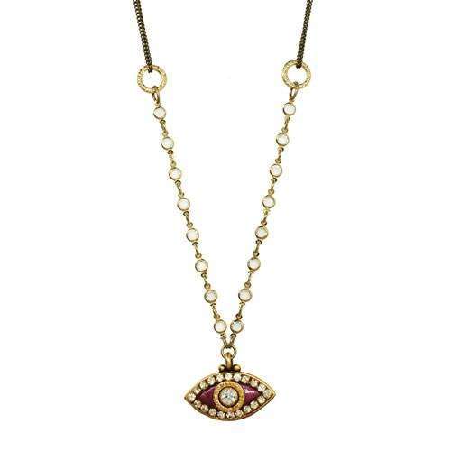 Michal Golan Fuchsia Evil Eye Beaded Necklace、mySite、topwebapps