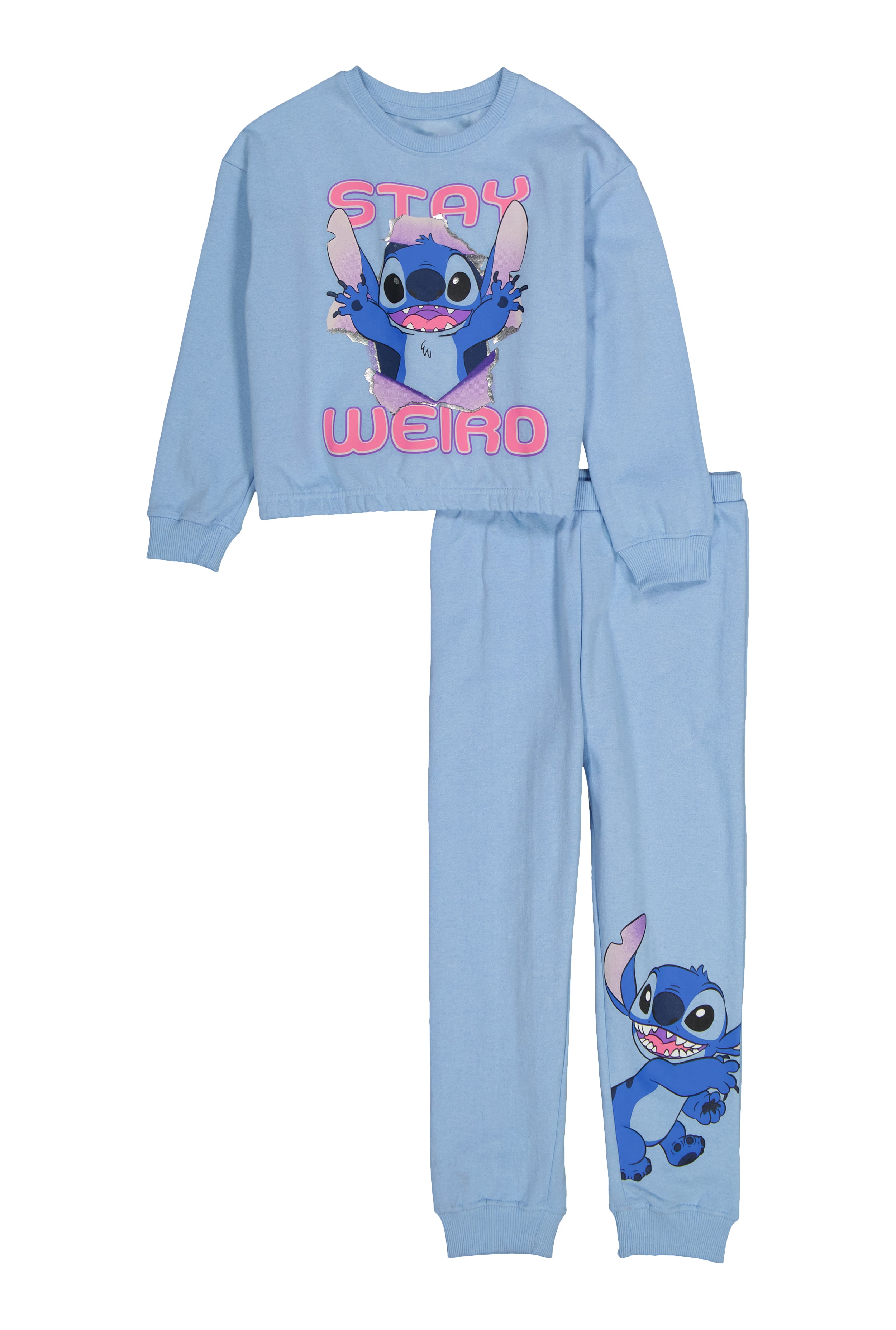 Girls Stay Weird Stitch Graphic Sweatshirt and Joggers、mySite、camillekostekn