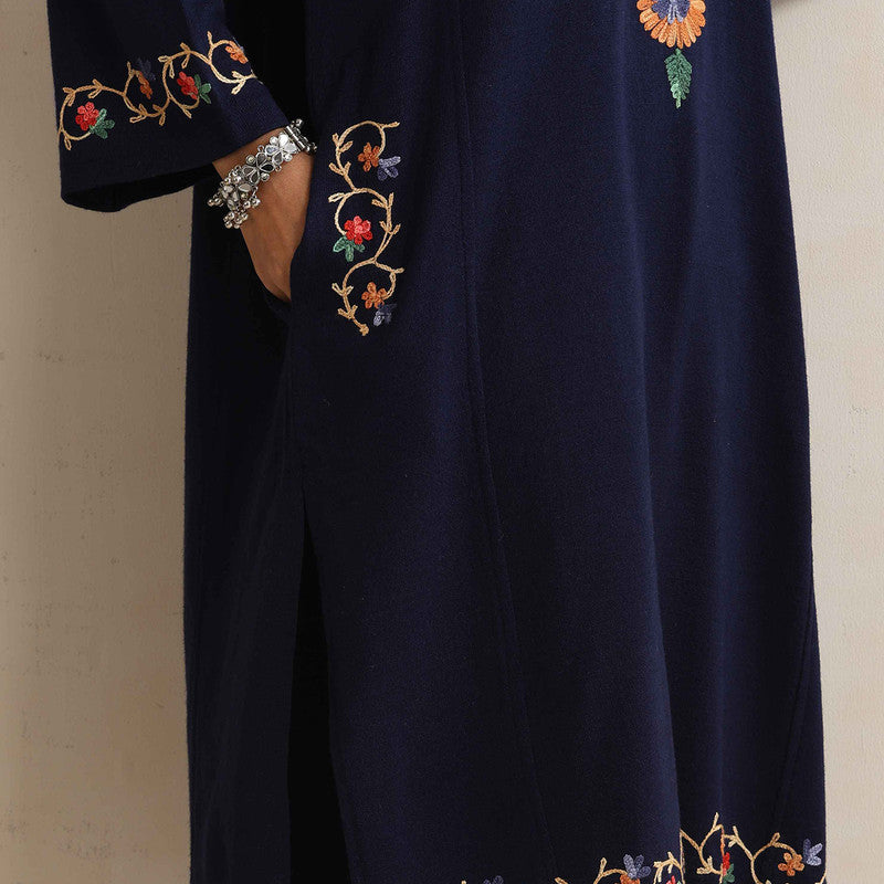 Woolen Kurta For Women | Floral Embroidered | Blue、mySite、camillekostekn